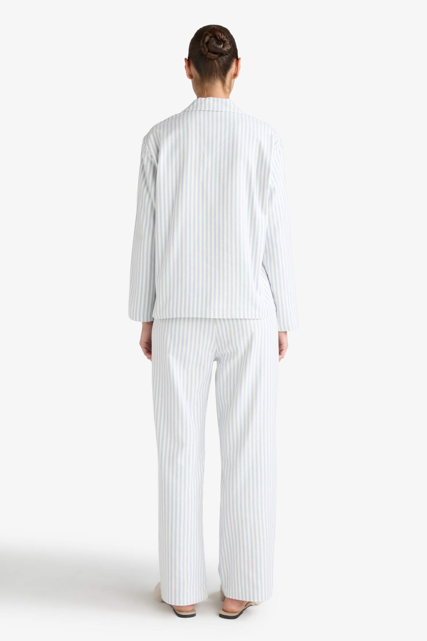 Pijama Takımı Regular Fit Flanel Çizgili Uzun Kollu Üst Uzun Alt-Fall in Love