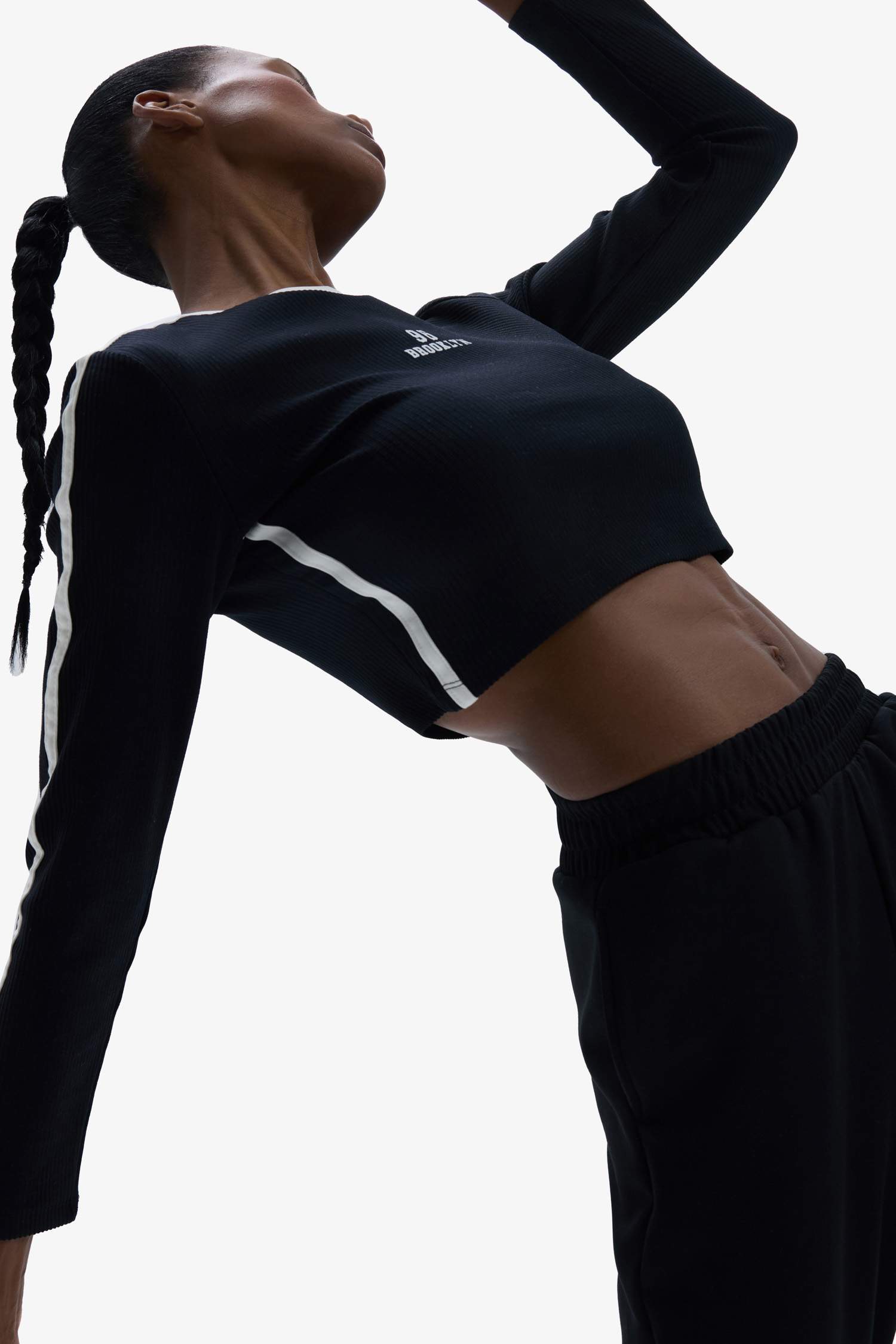 Slim Fit Dar Kesim Bisiklet Yaka Baskılı Sporcu Uzun Kollu Tişört