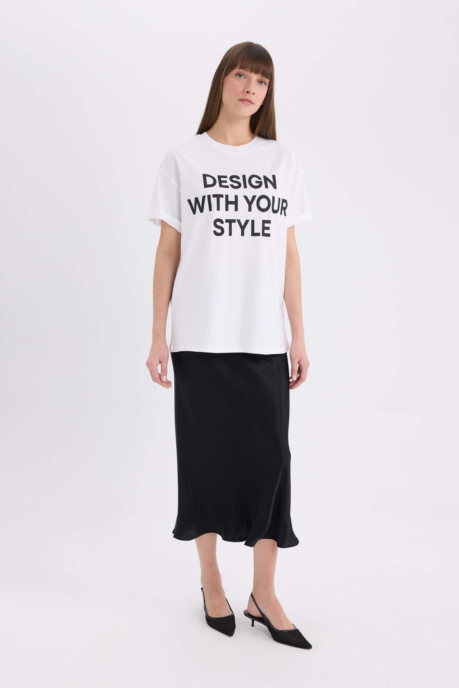 A Kesim Yüksek Bel Saten Midi Etek