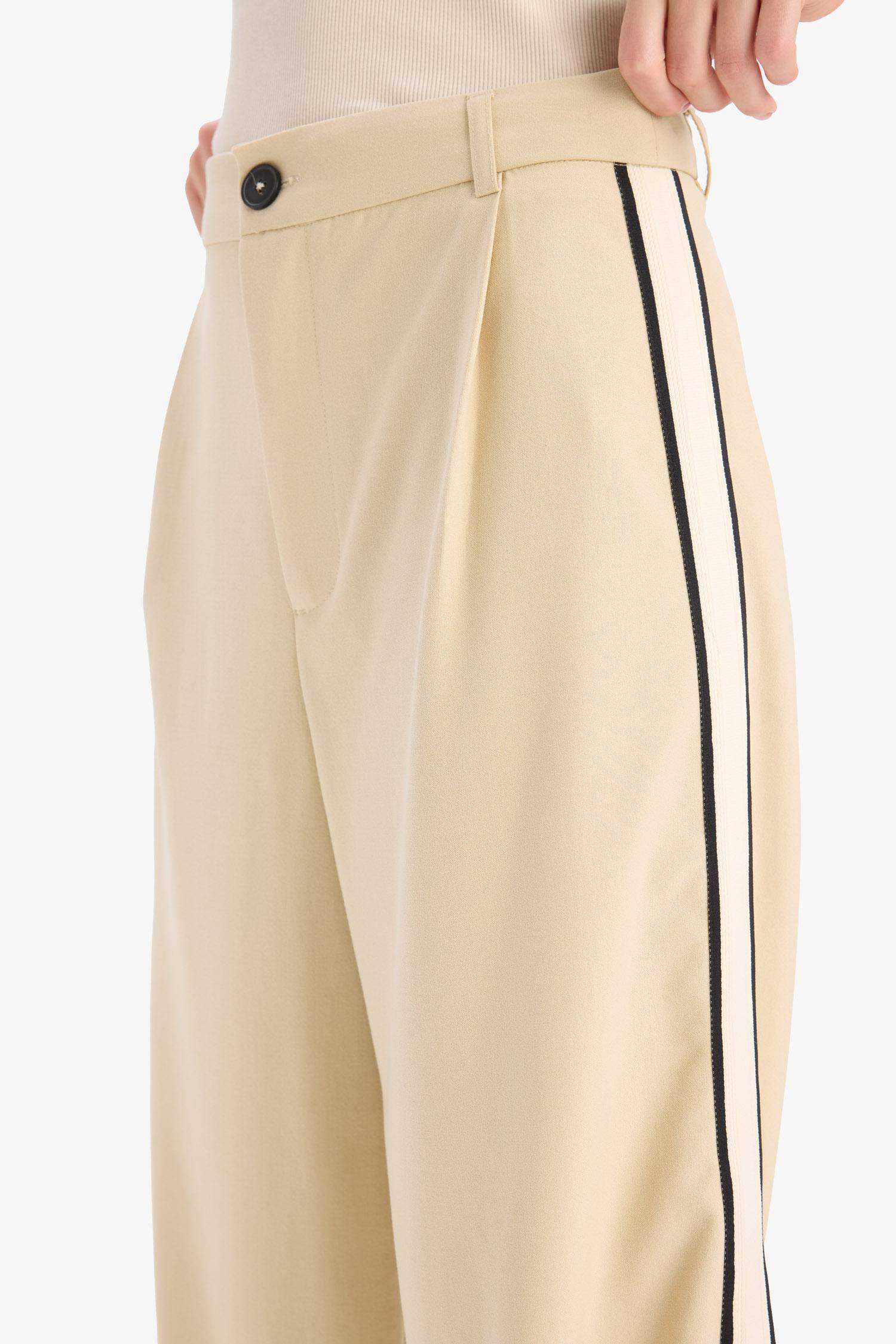 Zippered Normal Waist Standard Length Wide Leg Trousers