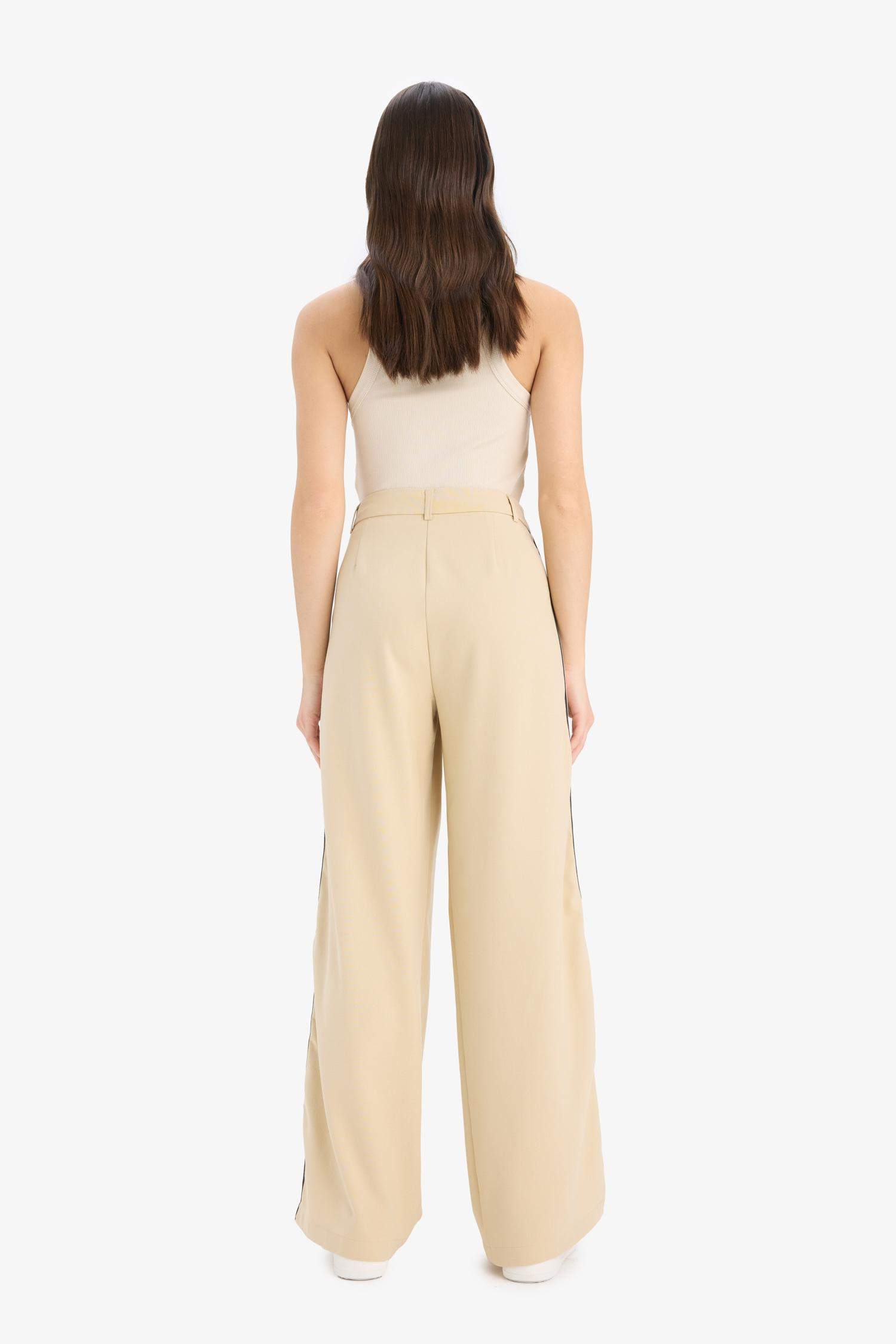 Zippered Normal Waist Standard Length Wide Leg Trousers
