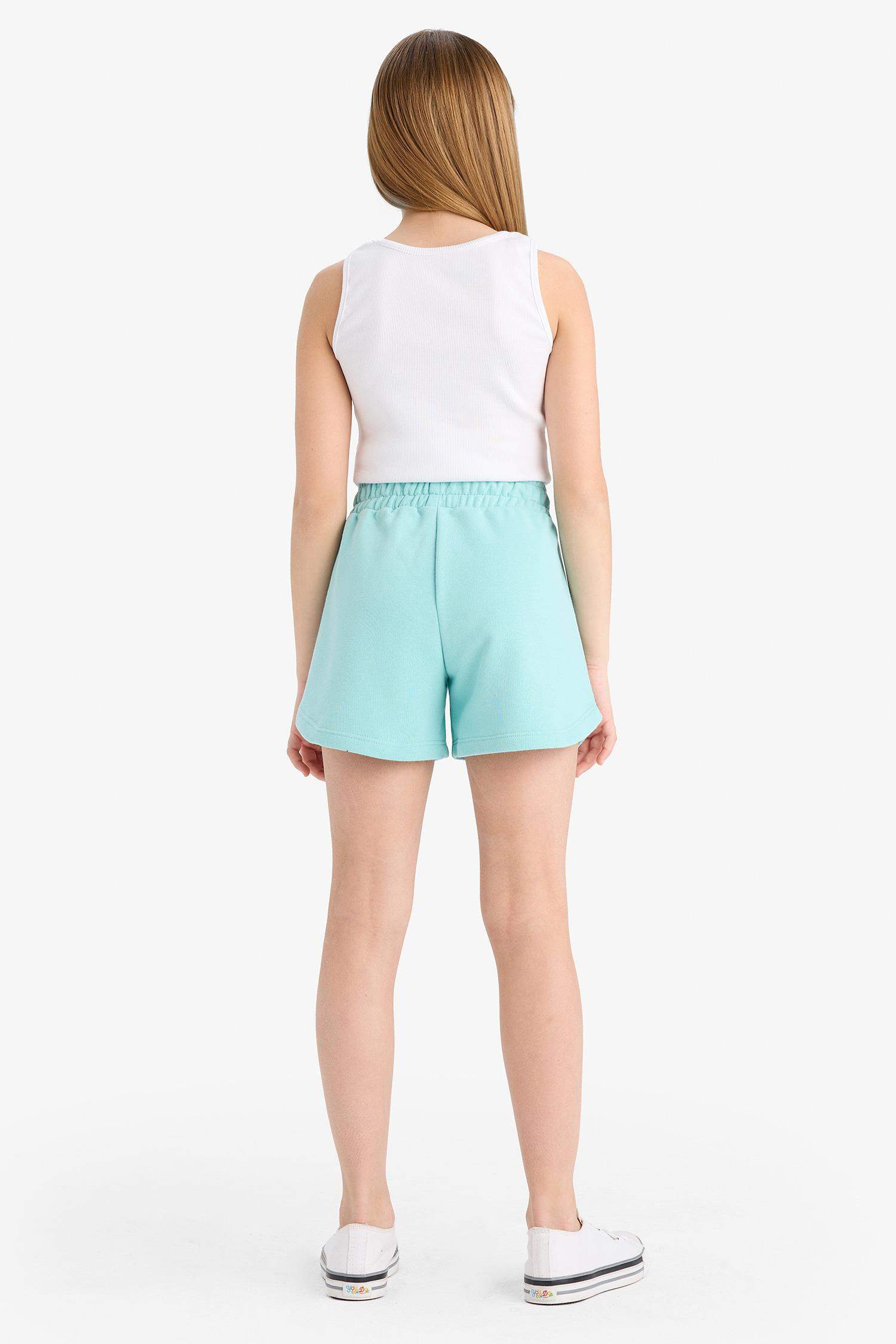 Kız Çocuk Beli Lastikli Baskılı Şort