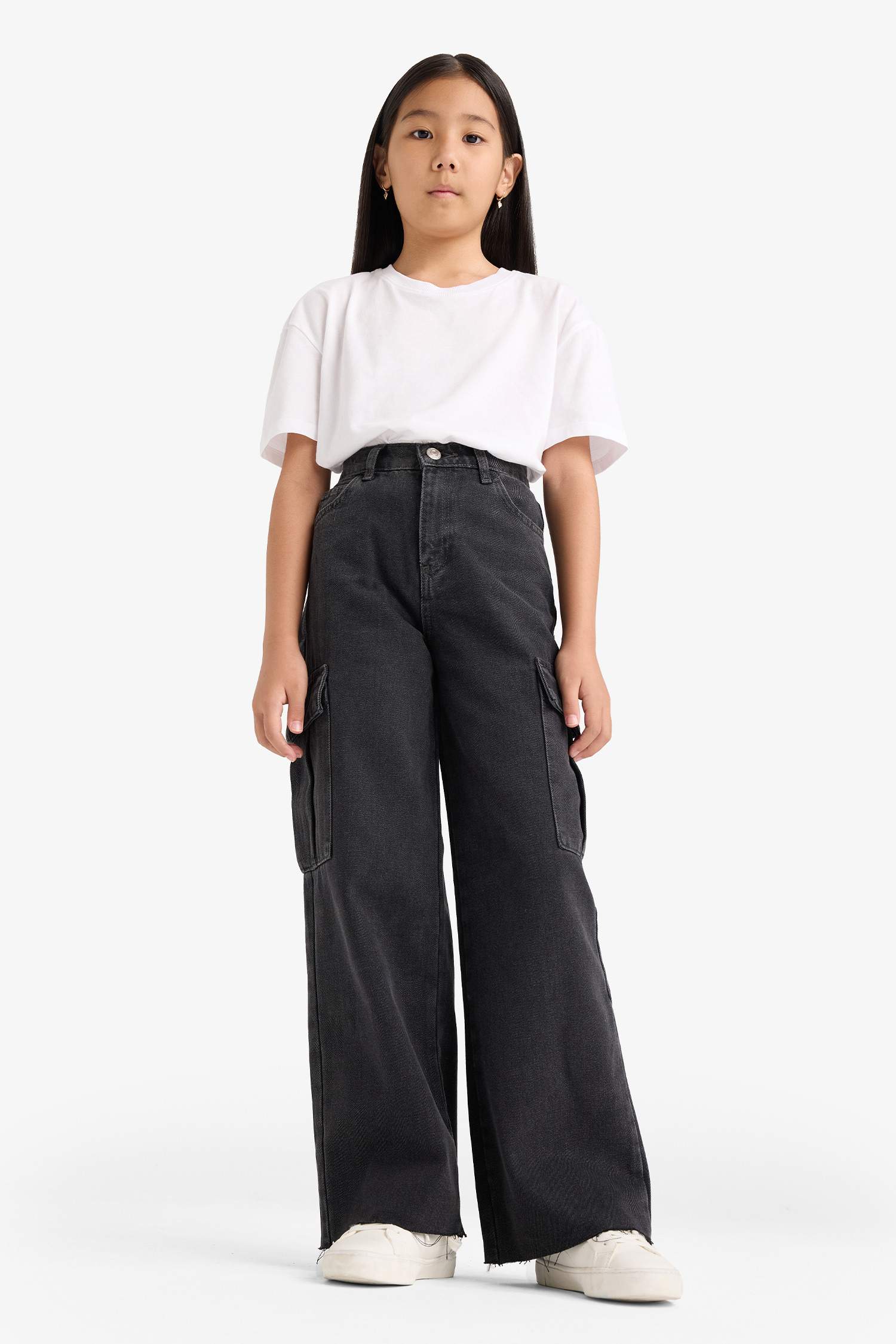 Kız Çocuk Wide Leg Kargo Geniş Paça Jean Pantolon