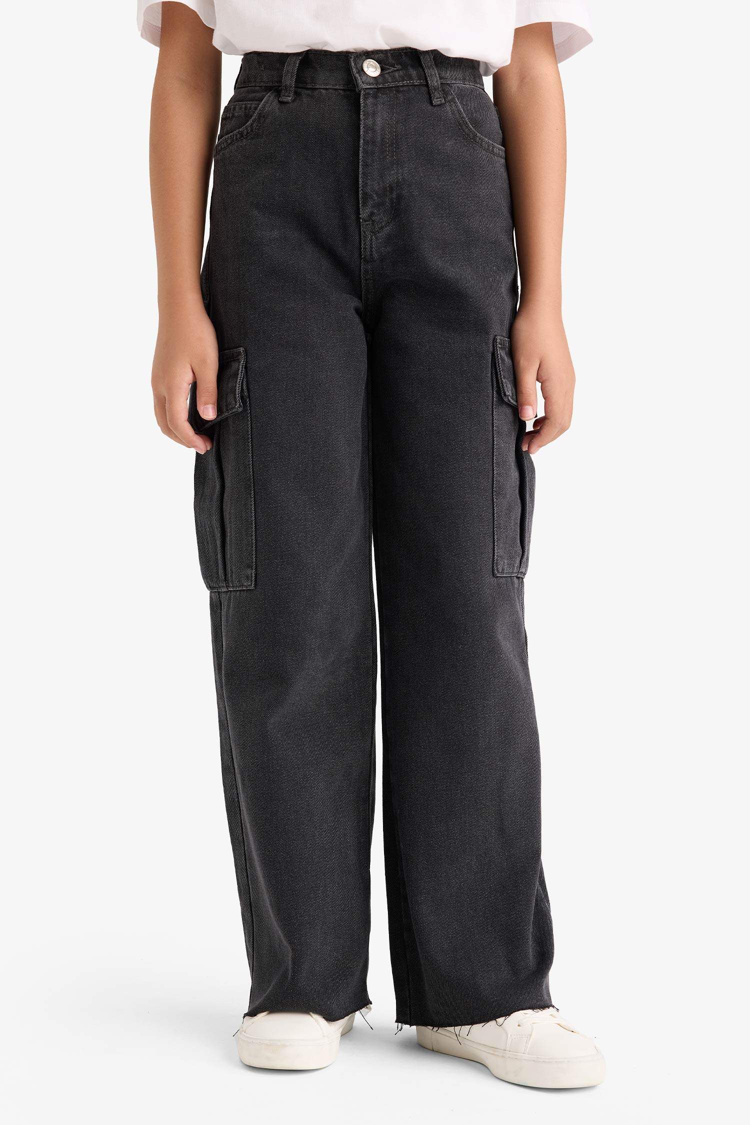 Kız Çocuk Wide Leg Kargo Geniş Paça Jean Pantolon