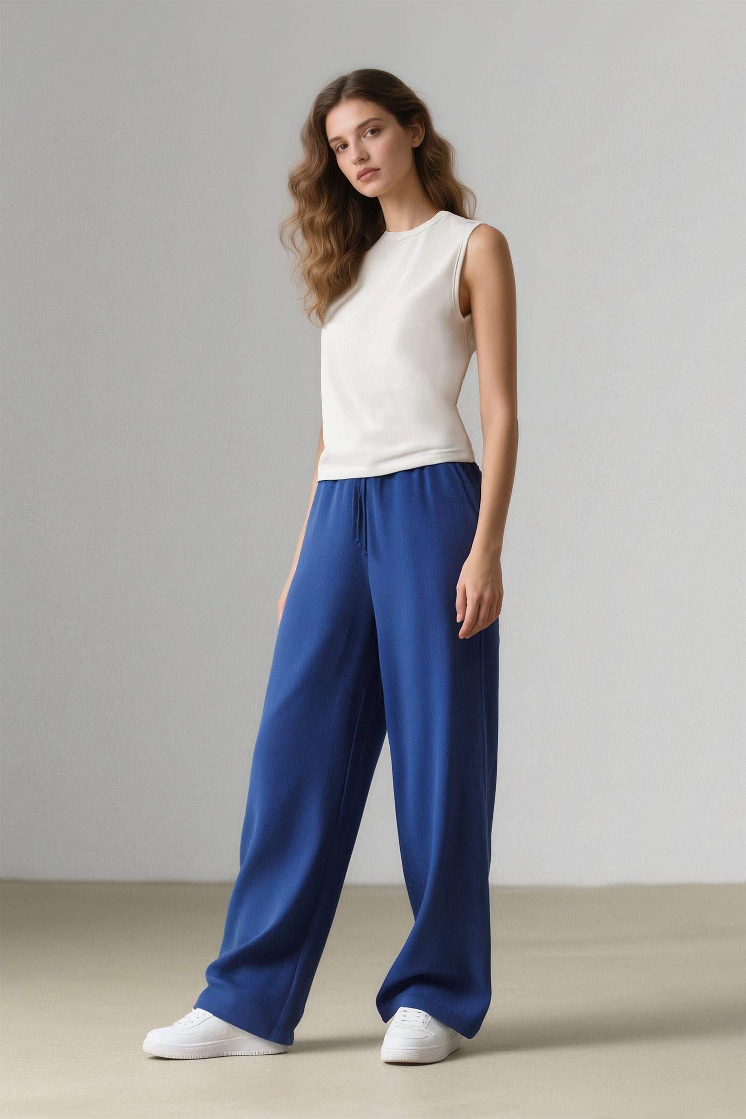 Traditional Straight Fit Pocket Detailed Linen Blend Trousers