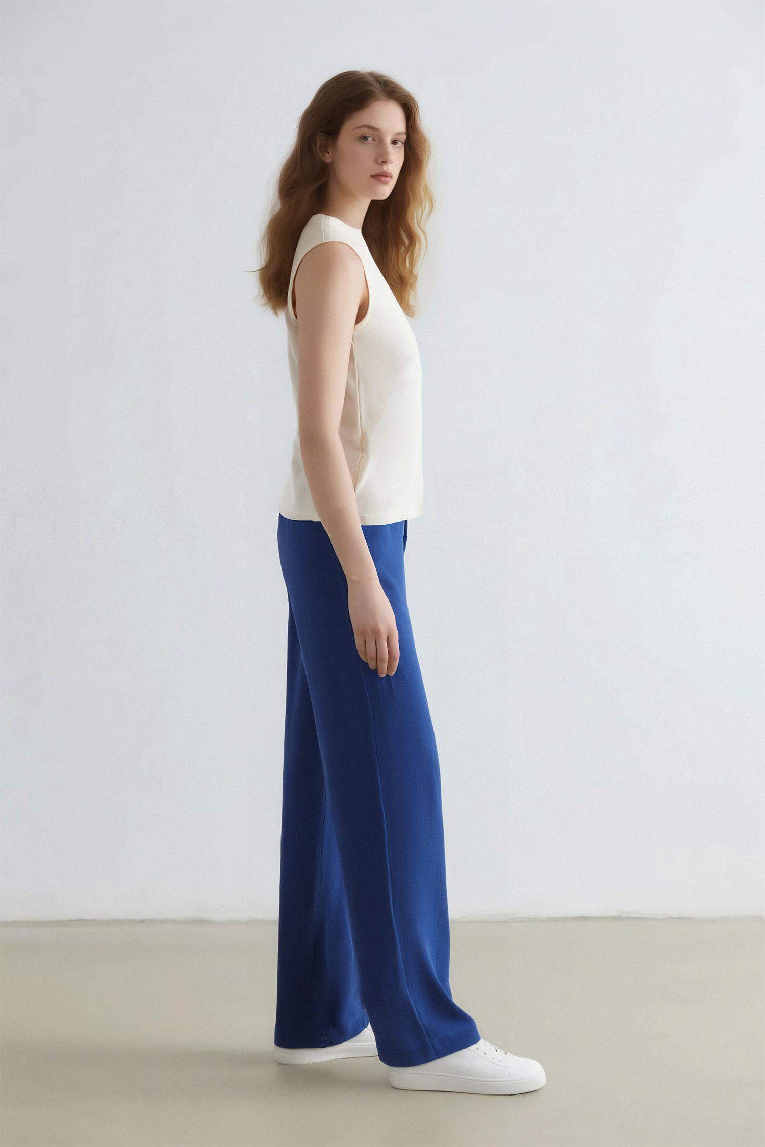 Traditional Straight Fit Pocket Detailed Linen Blend Trousers