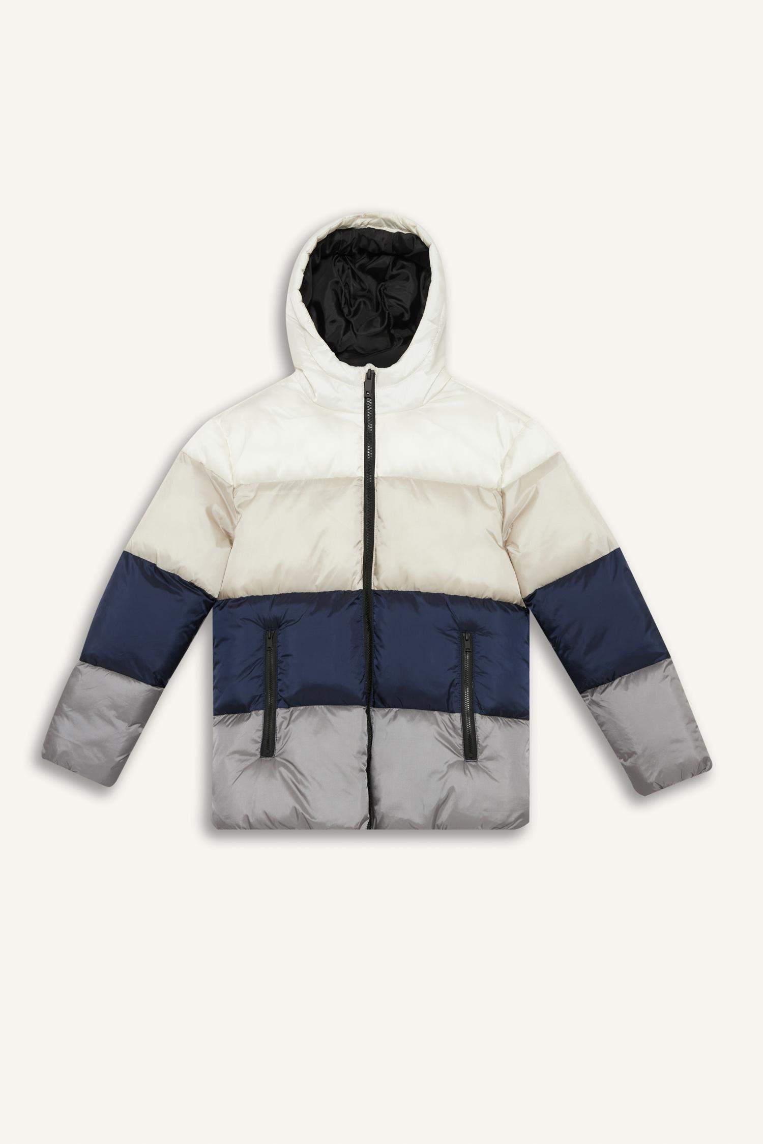 Водоотталкивающая стёганая куртка для мальчика на молнии, с капюшоном и флисовой подкладкой