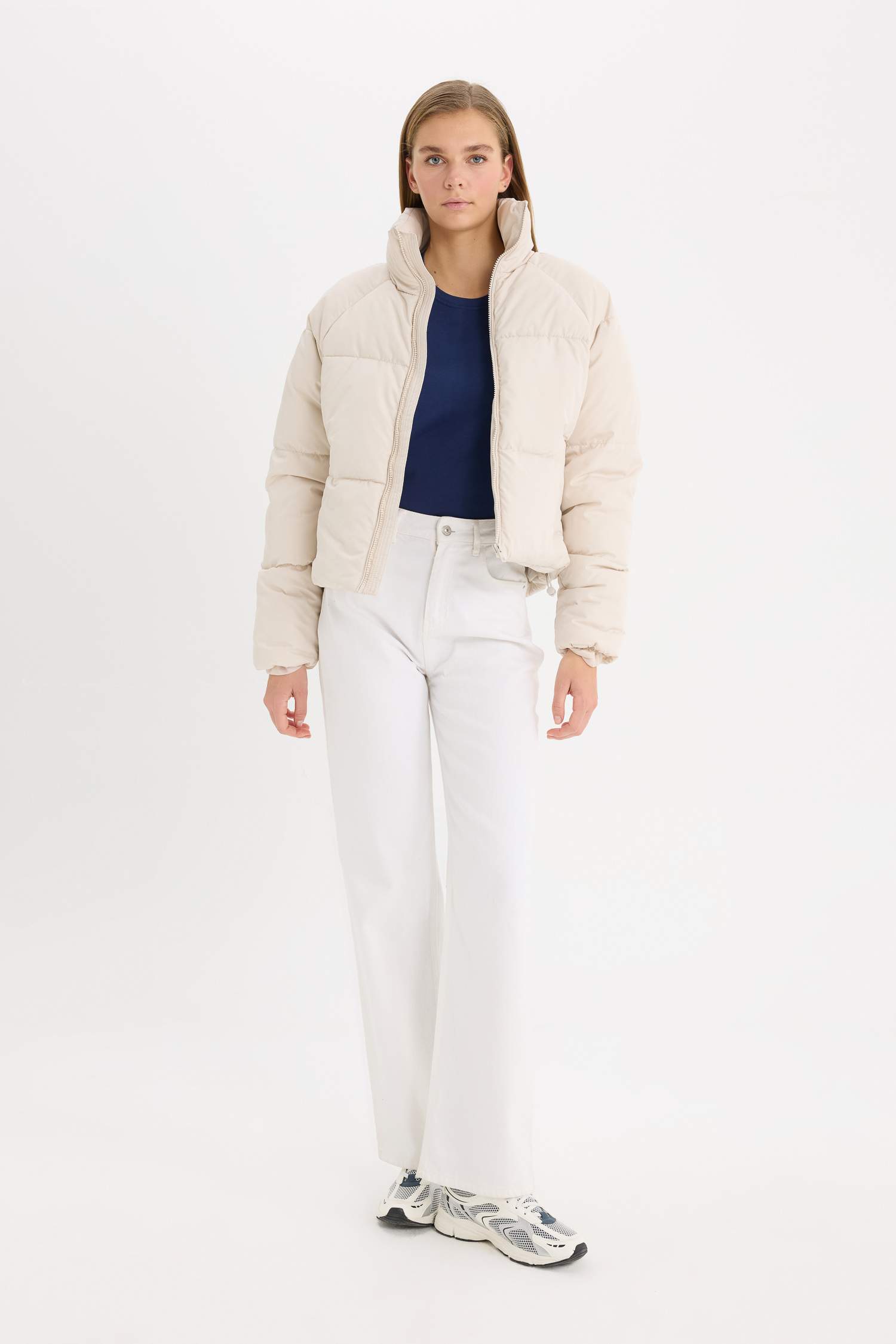 Regular Fit Şişme Mont Fermuarlı Cepli