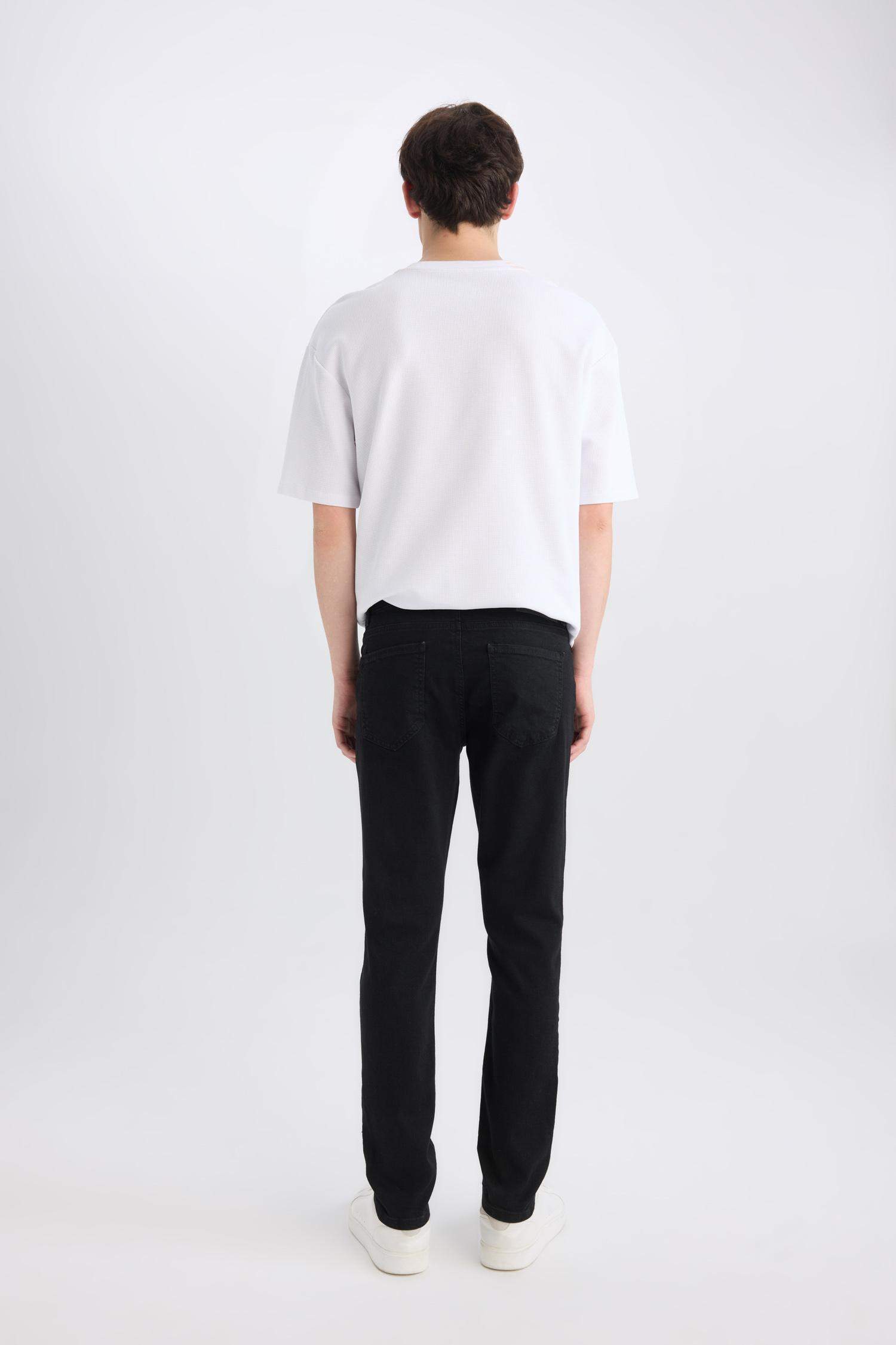 Carlo Skinny Fit Ekstra Dar Kalıp Normal Bel Ekstra Dar Paça Siyah Jean Pantolon