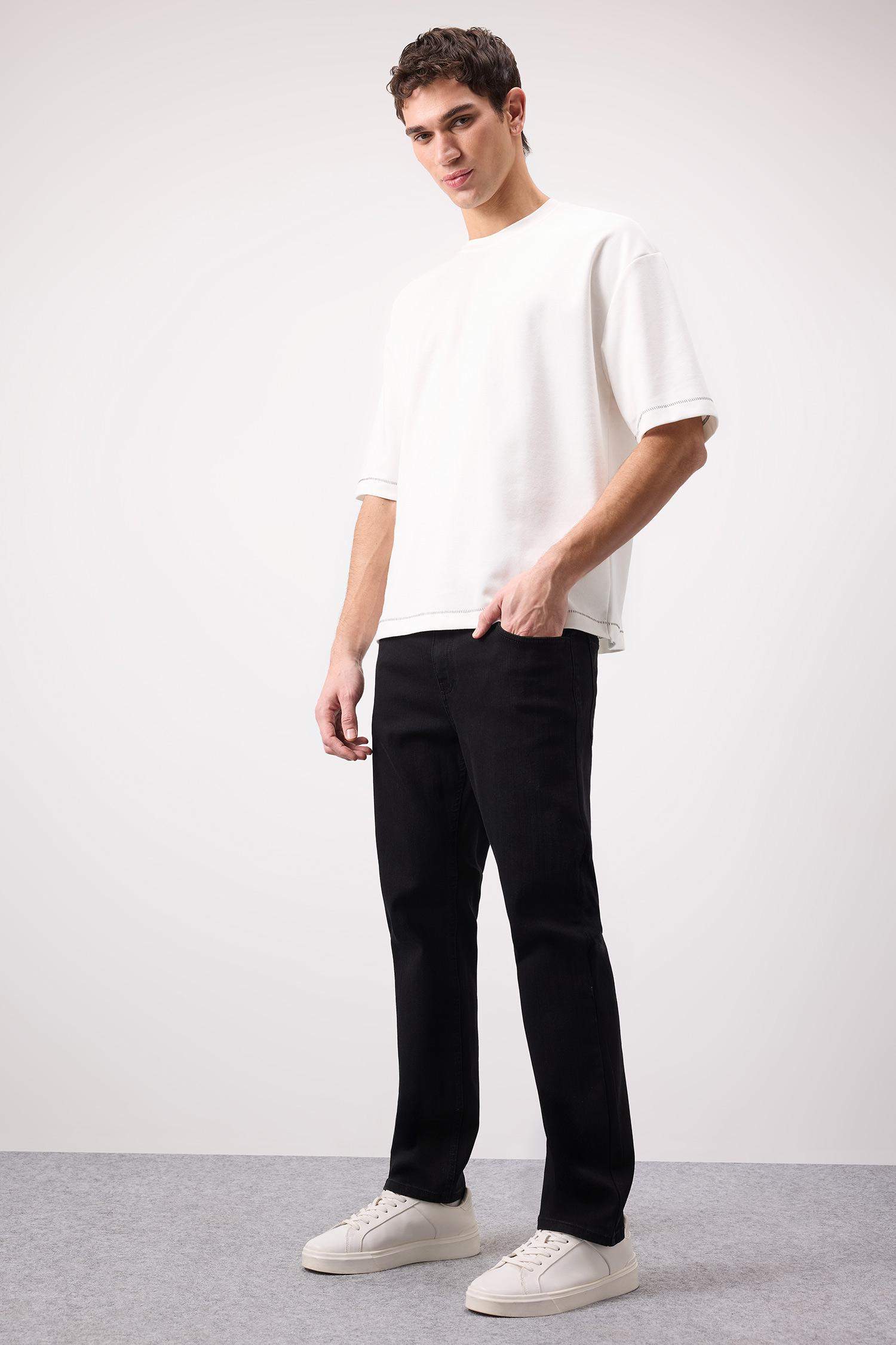 Sergio Regular Fit Normal Kalıp Normal Bel Boru Paça Siyah Jean Pantolon