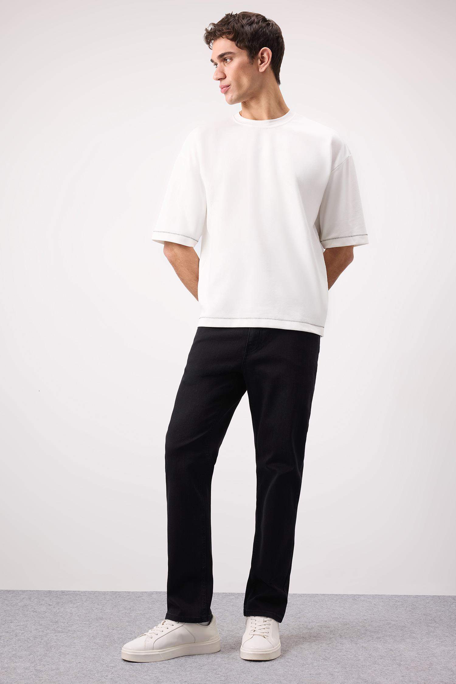 Sergio Regular Fit Normal Kalıp Normal Bel Boru Paça Siyah Jean Pantolon