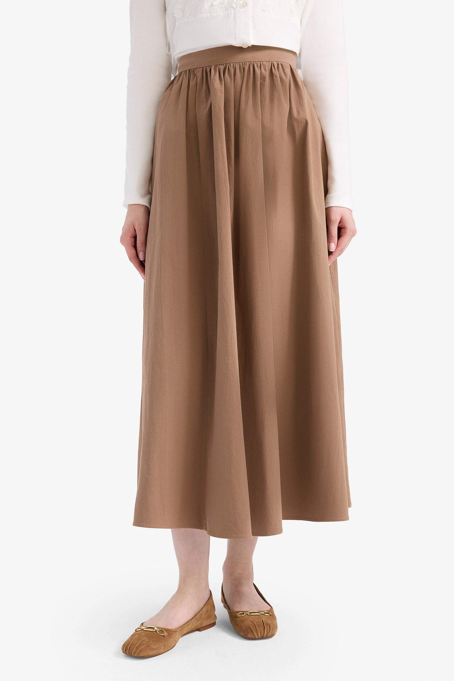 A Cut Poplin Maxi Skirt