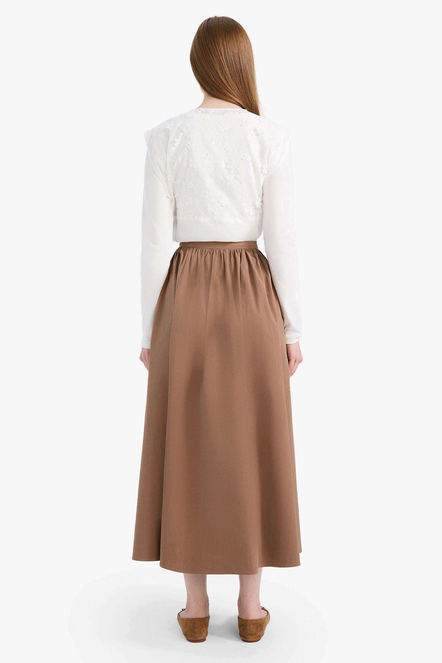 A Cut Poplin Maxi Skirt