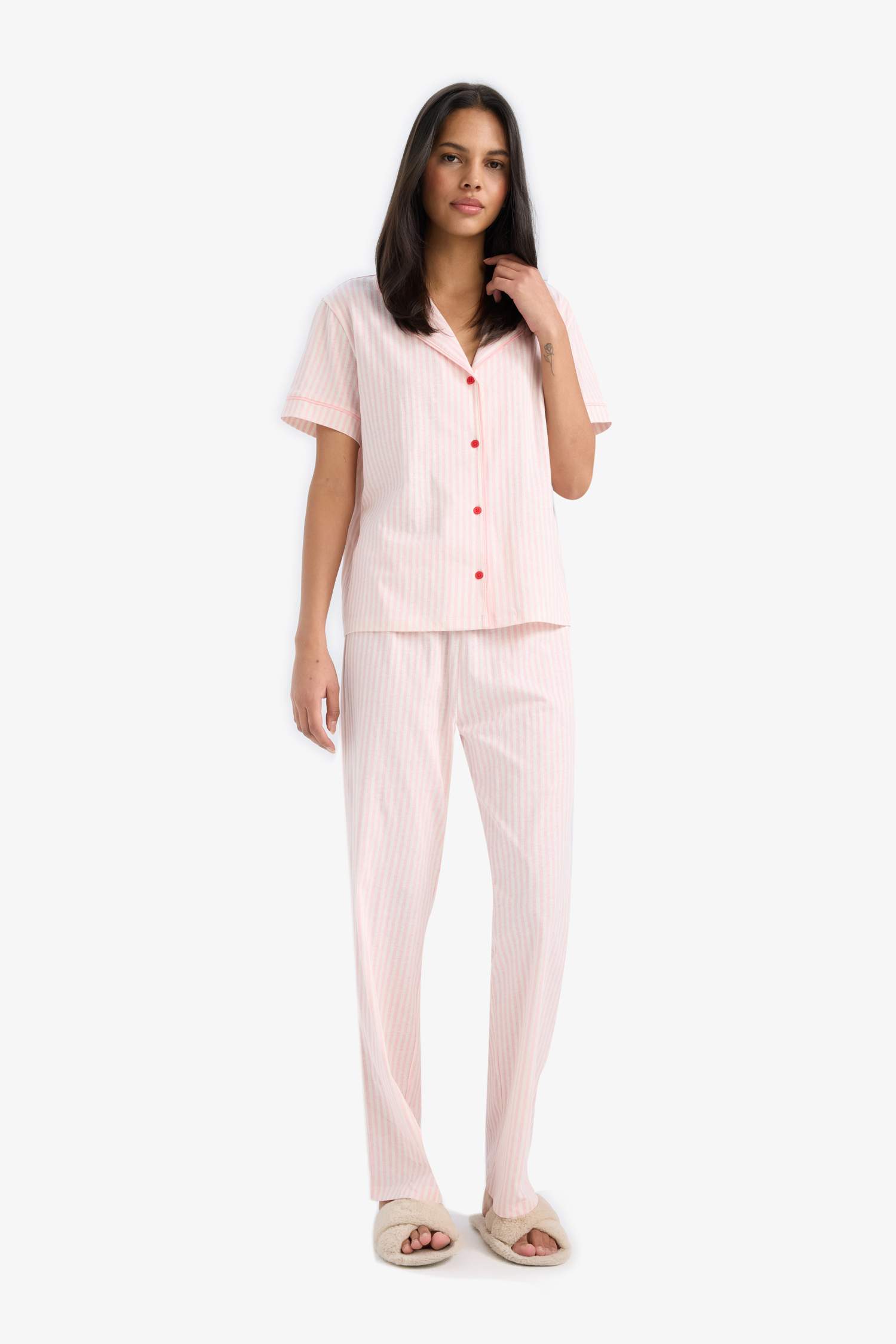 Fall in Love 2 piece Regular Fit Stripped Pyjama Set