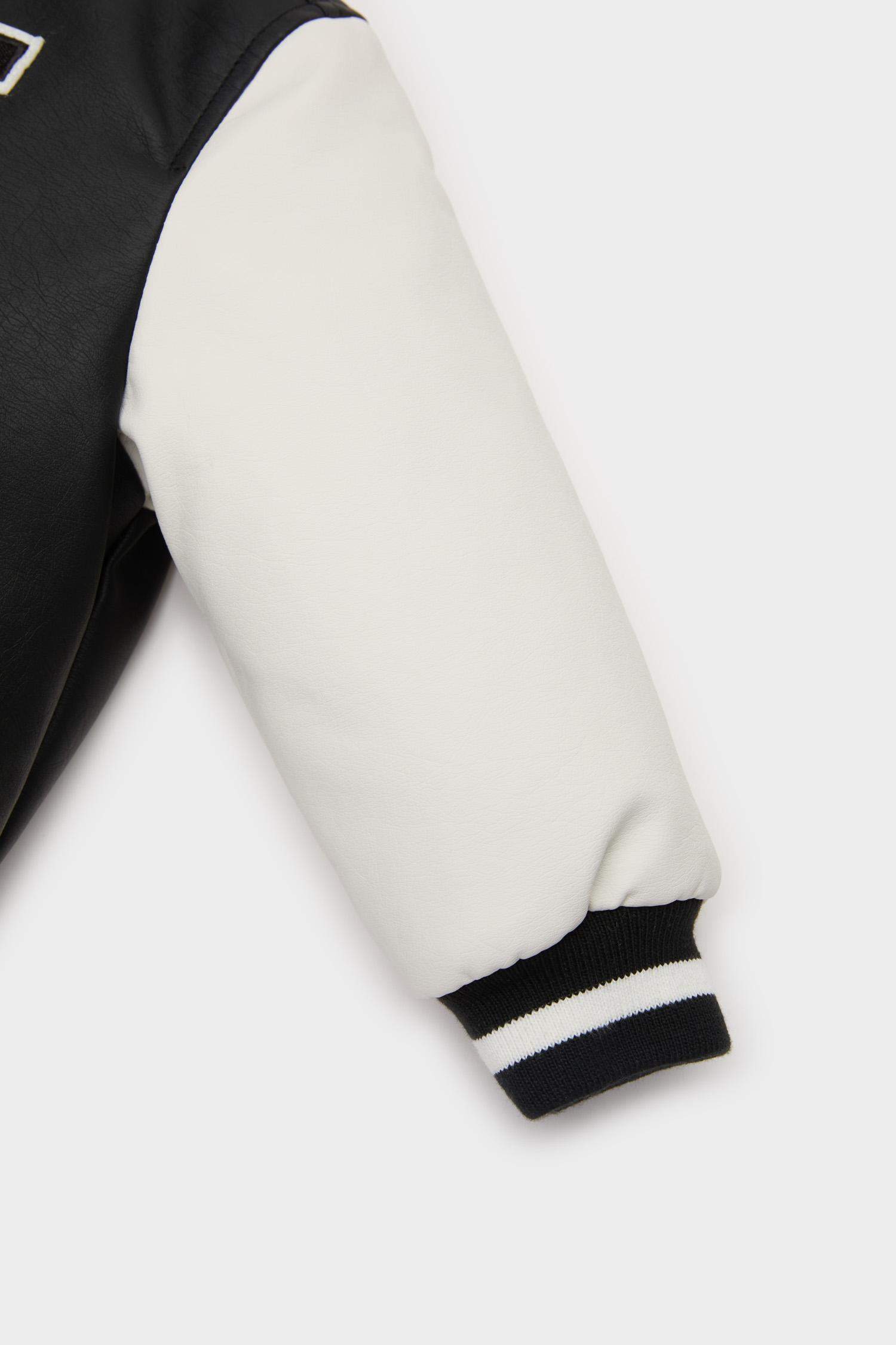 Erkek Bebek Su Geçirmez Kolej Yaka Nakışlı Cepli Çıtçıtlı Bomber Mont