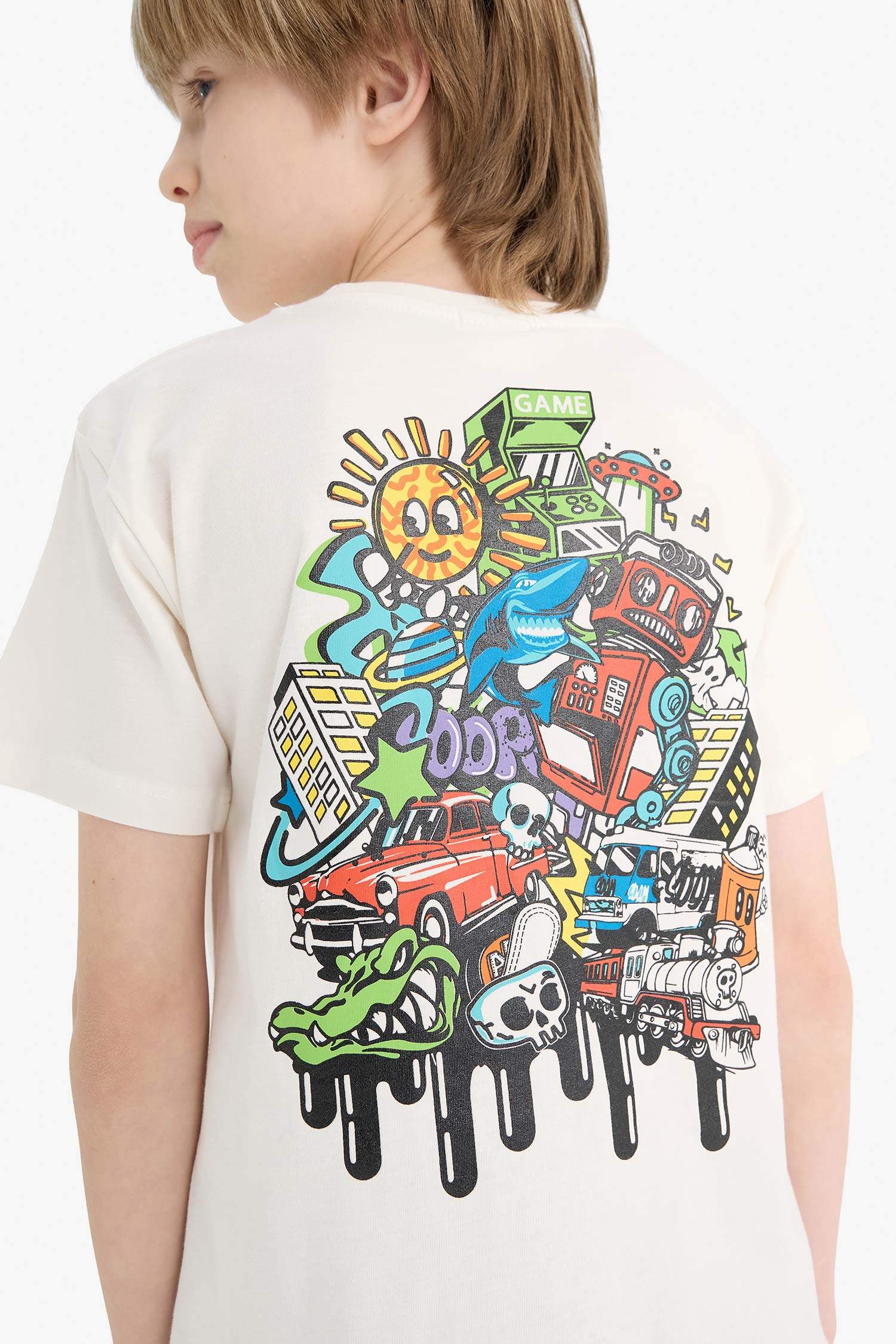 Boy Crew Neck Back Printed T-Shirt