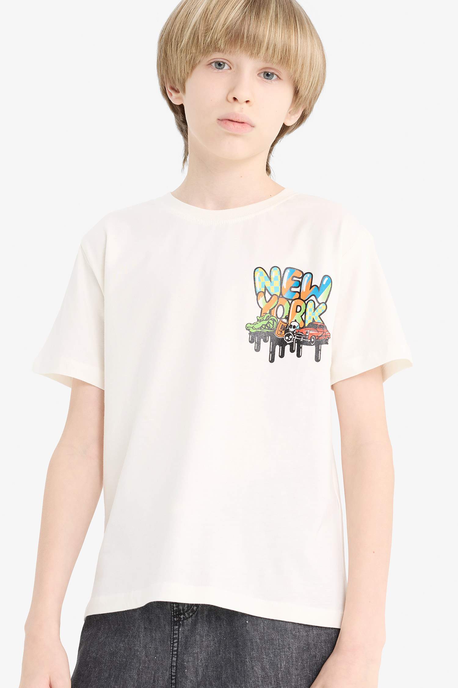 Boy Crew Neck Back Printed T-Shirt