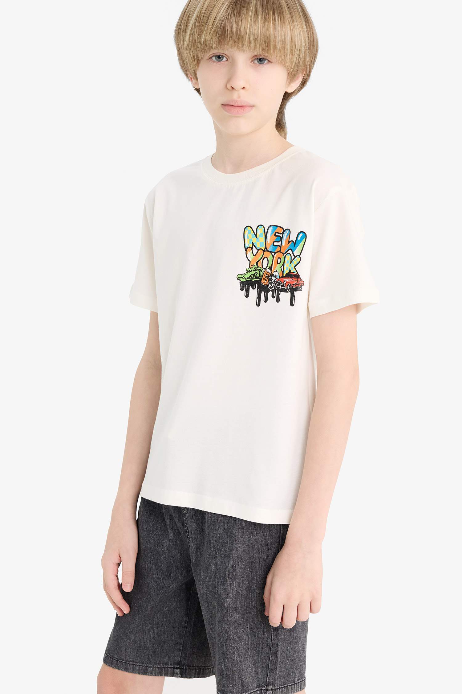 Boy Crew Neck Back Printed T-Shirt