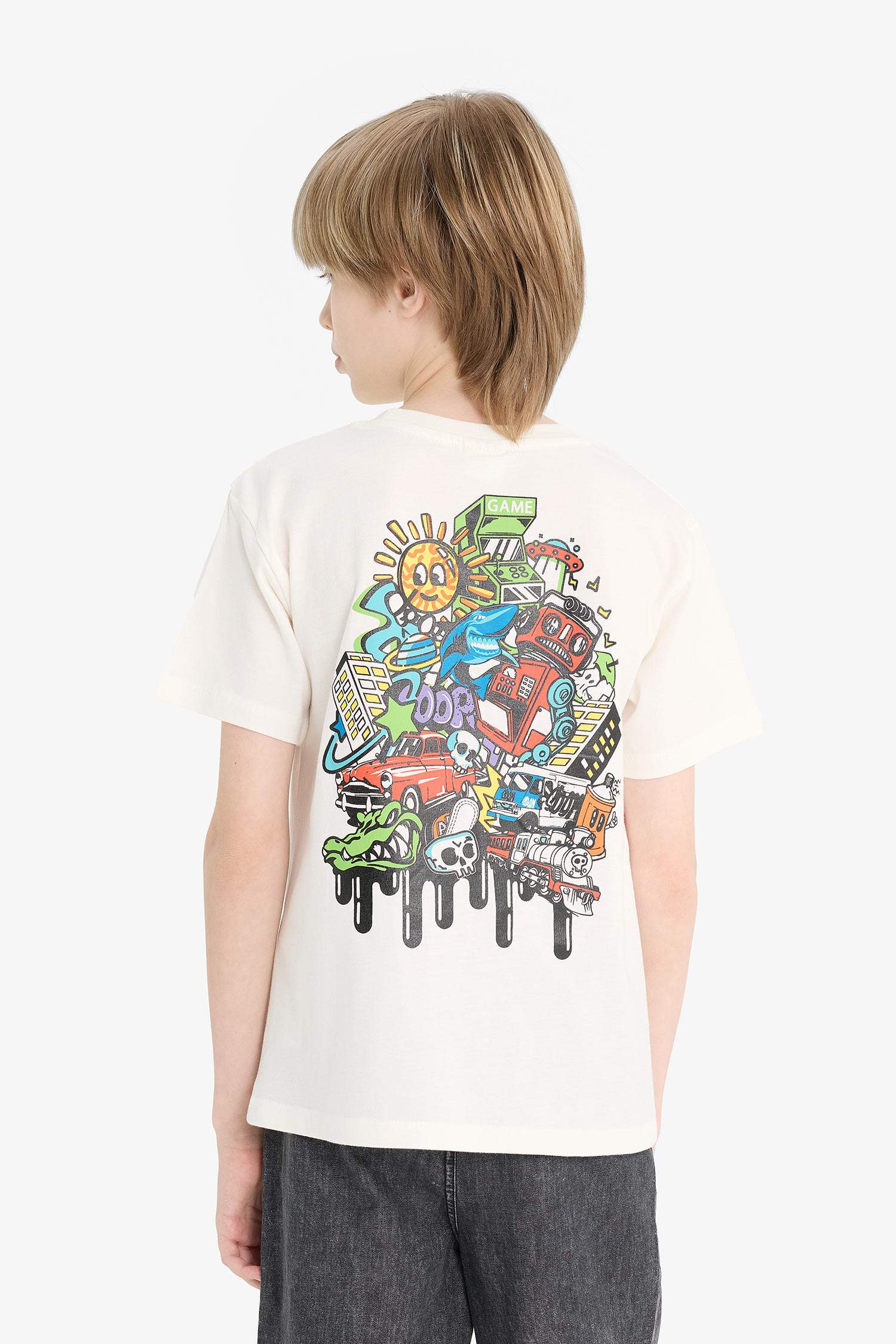 Boy Crew Neck Back Printed T-Shirt