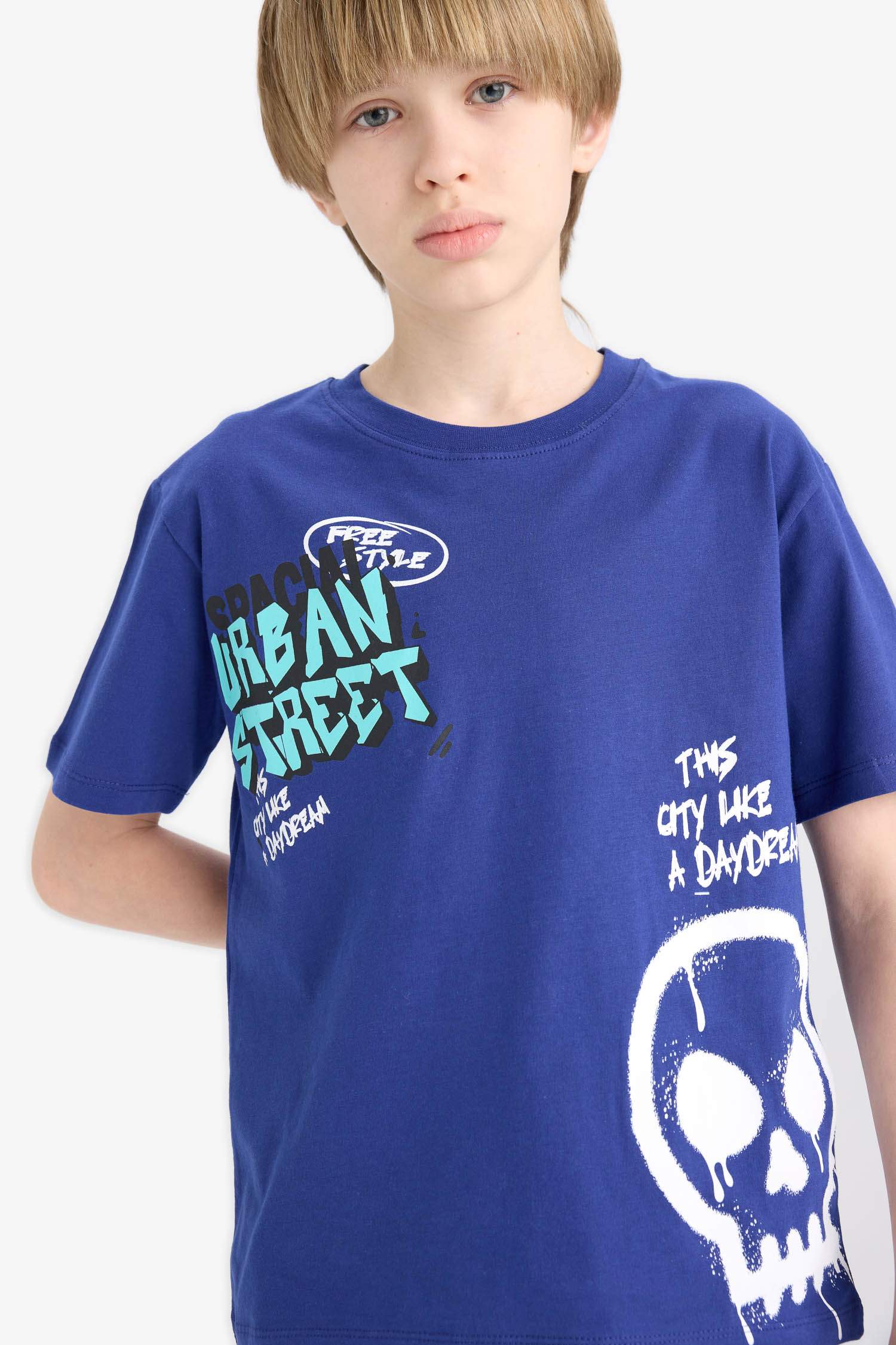 T-shirt imprimé à col rond et manches courtes pour garçon