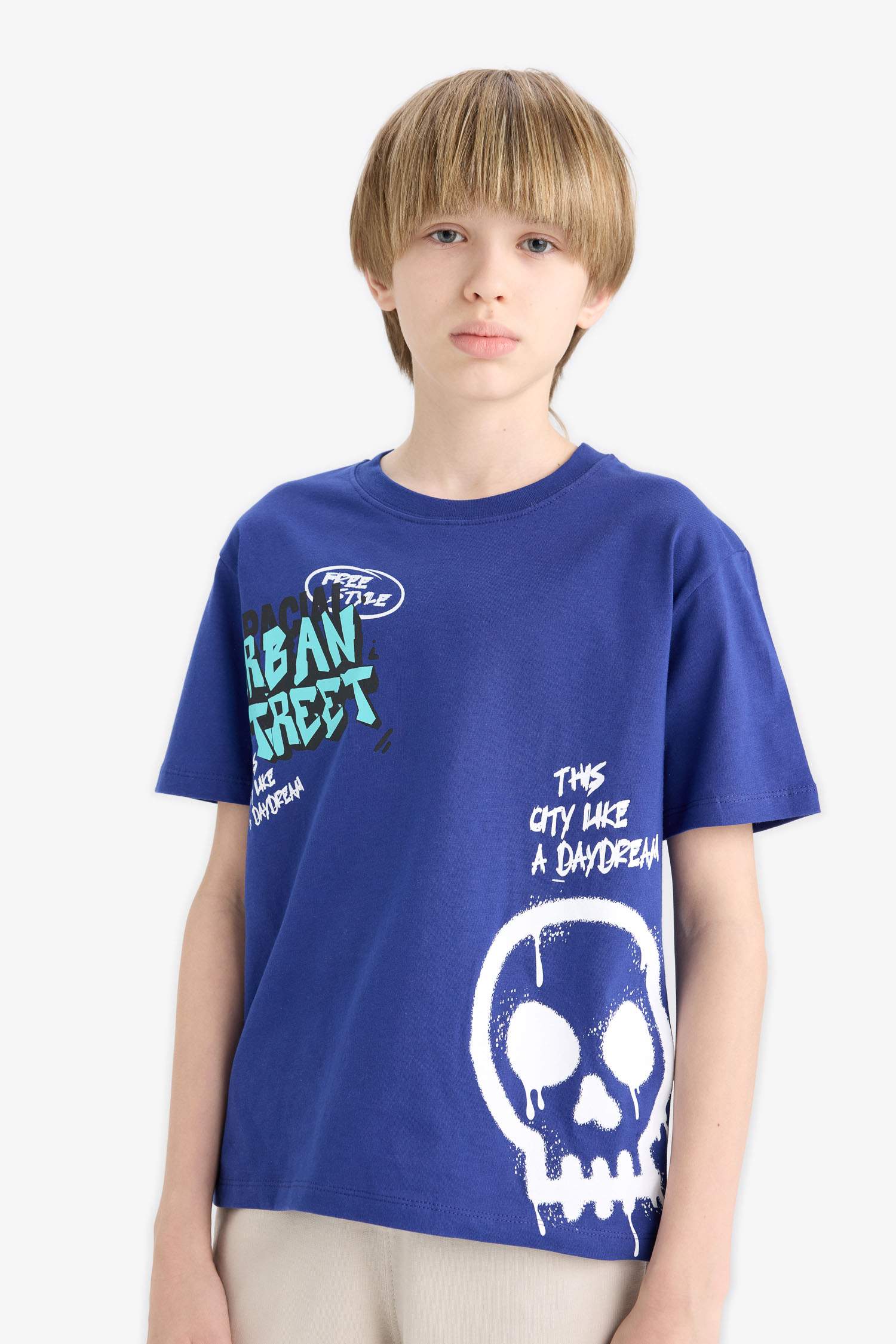 T-shirt imprimé à col rond et manches courtes pour garçon