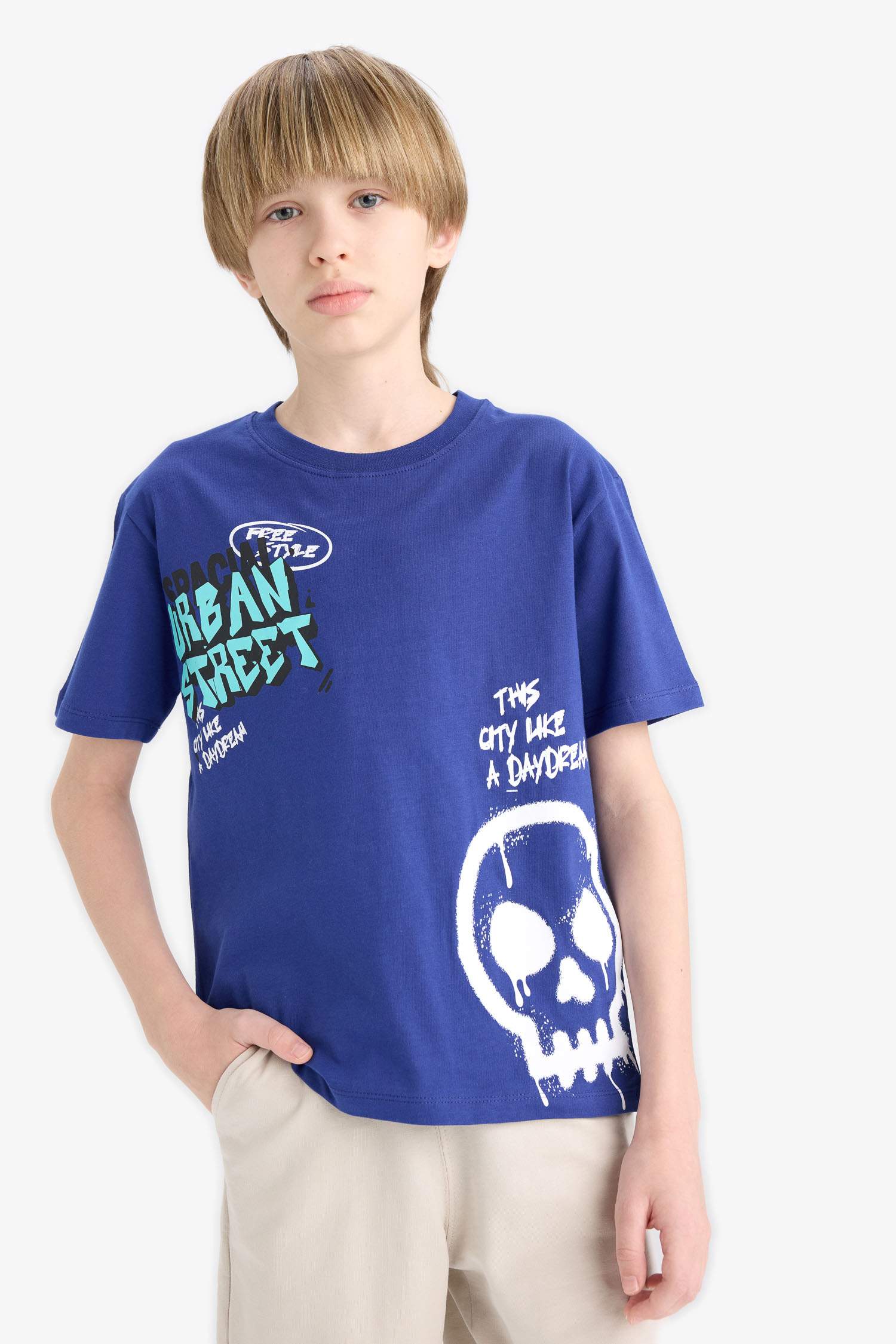 T-shirt imprimé à col rond et manches courtes pour garçon