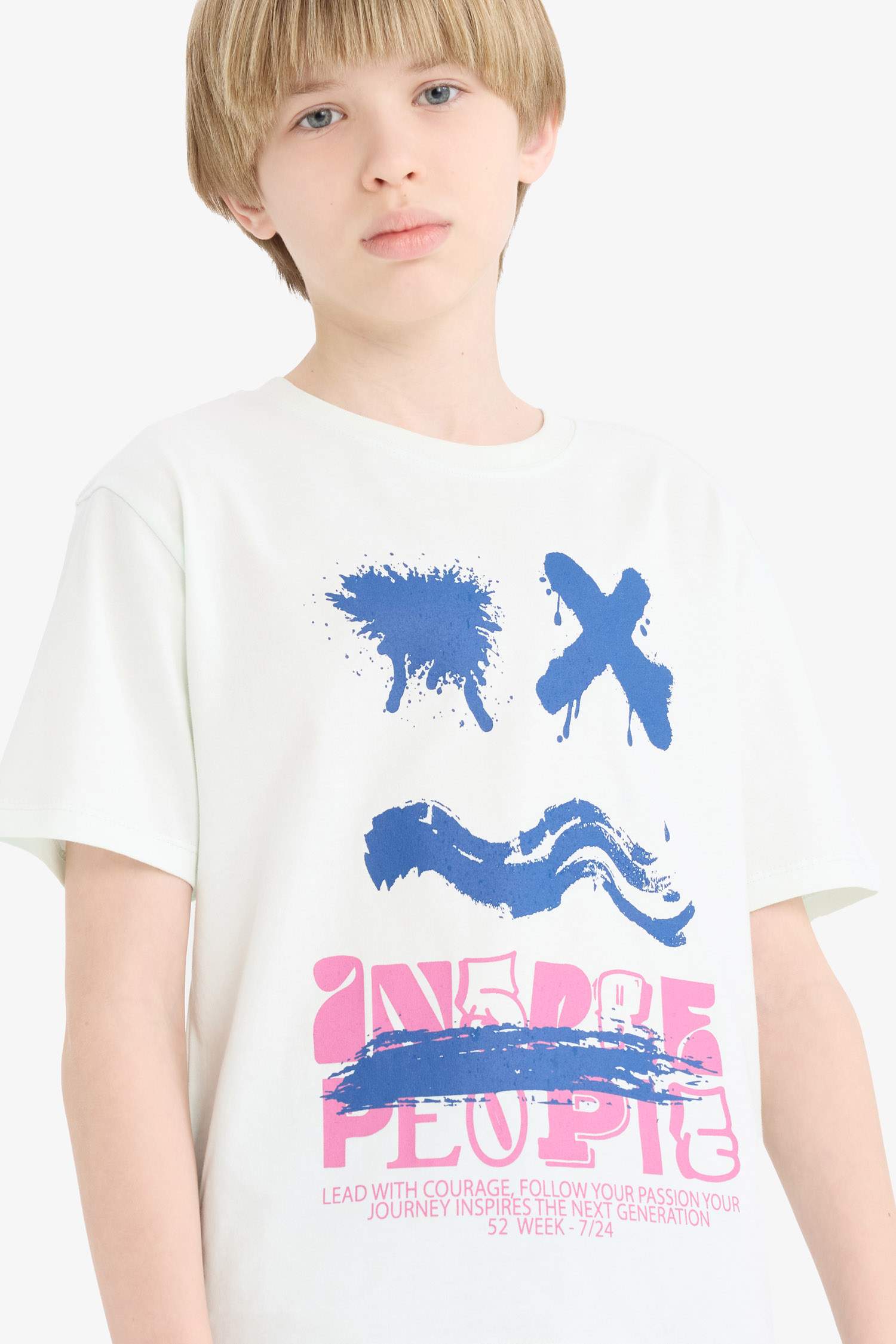 Erkek Çocuk Bisiklet Yaka Baskılı Kısa Kollu Tişört