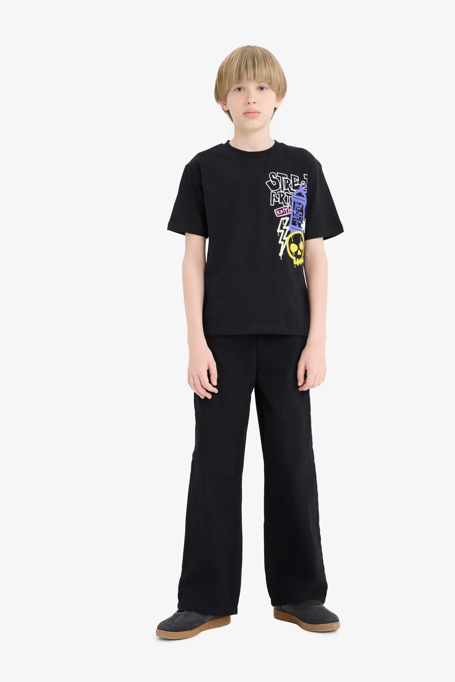 Erkek Çocuk Bisiklet Yaka Baskılı Kısa Kollu Tişört