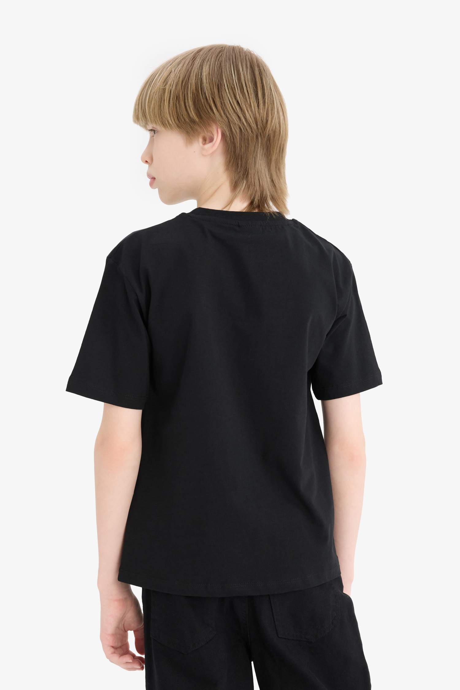 Erkek Çocuk Bisiklet Yaka Baskılı Kısa Kollu Tişört