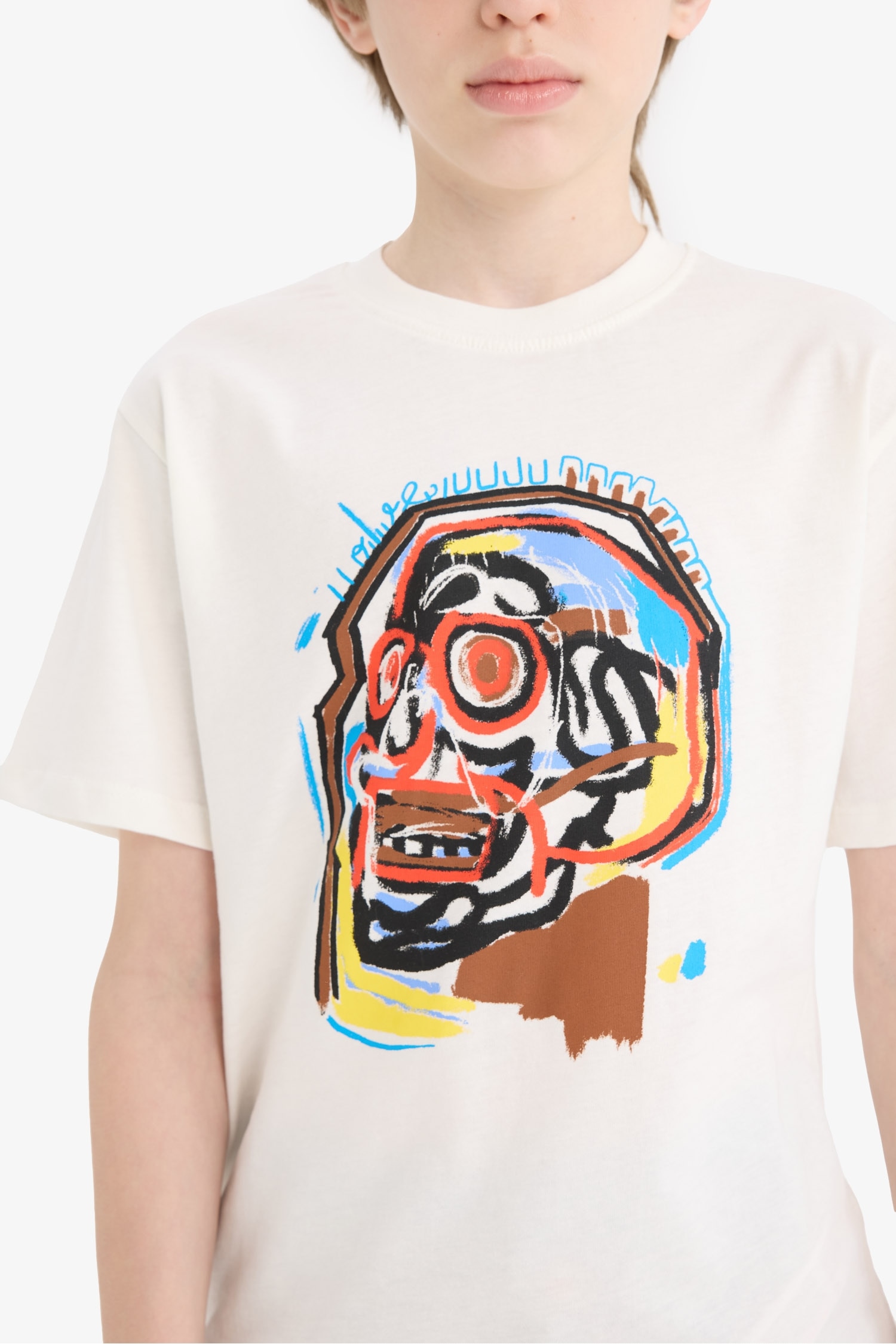 تيشيرت أولاد نص كم مطبوع قصة عادية برقبة مستديرة