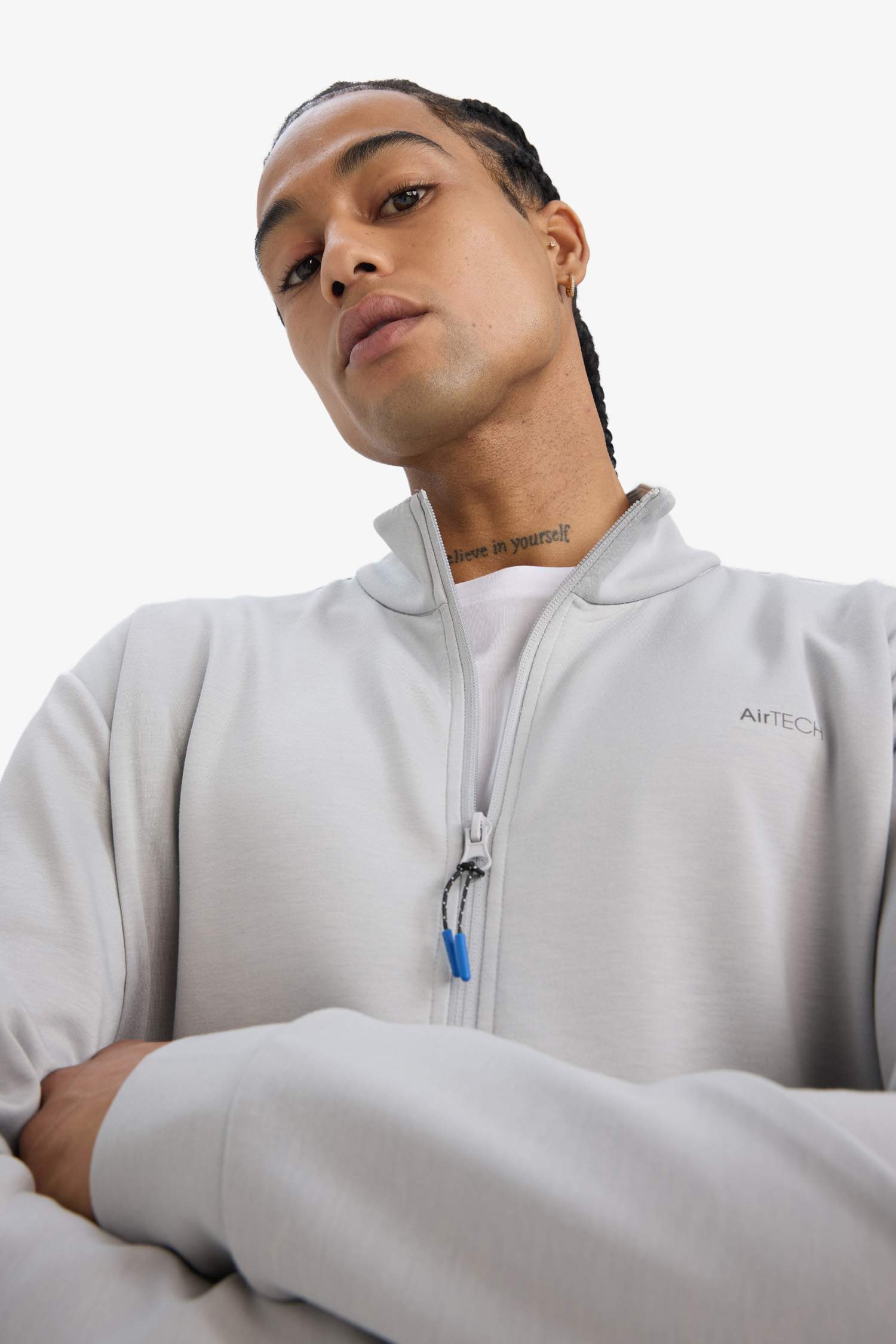 DeFactoFit Standard Fit Stand Collar Printed Cardigan