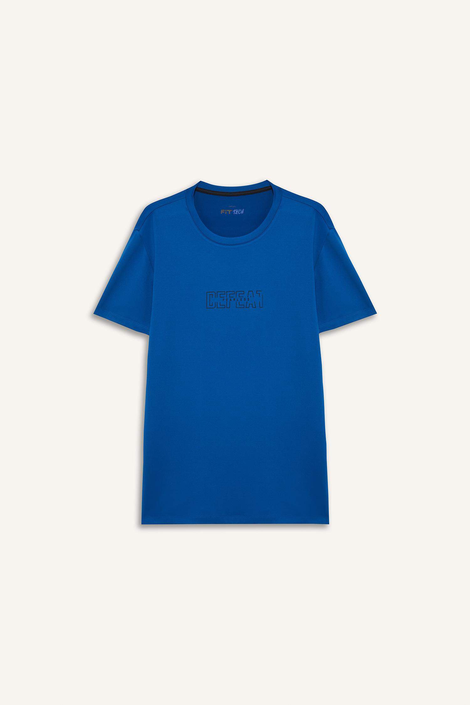 T-shirt de sport slim imprimé à col rond et manches courtes de DeFactoFit