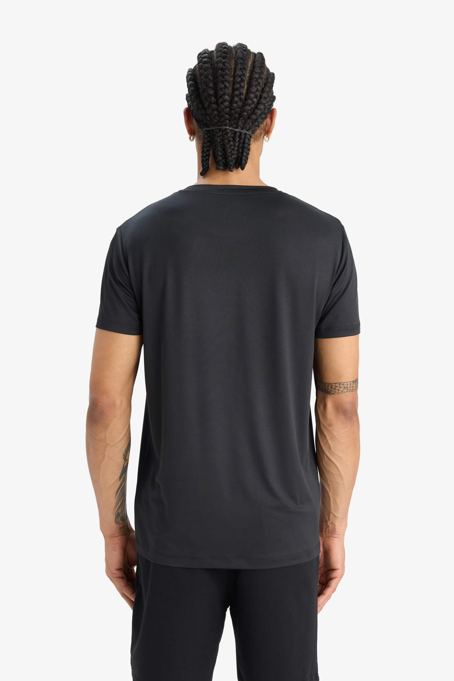 DeFactoFit Slim Fit Dar Kesim Bisiklet Yaka Esnek Kumaş Baskılı Sporcu Kısa Kollu Tişört