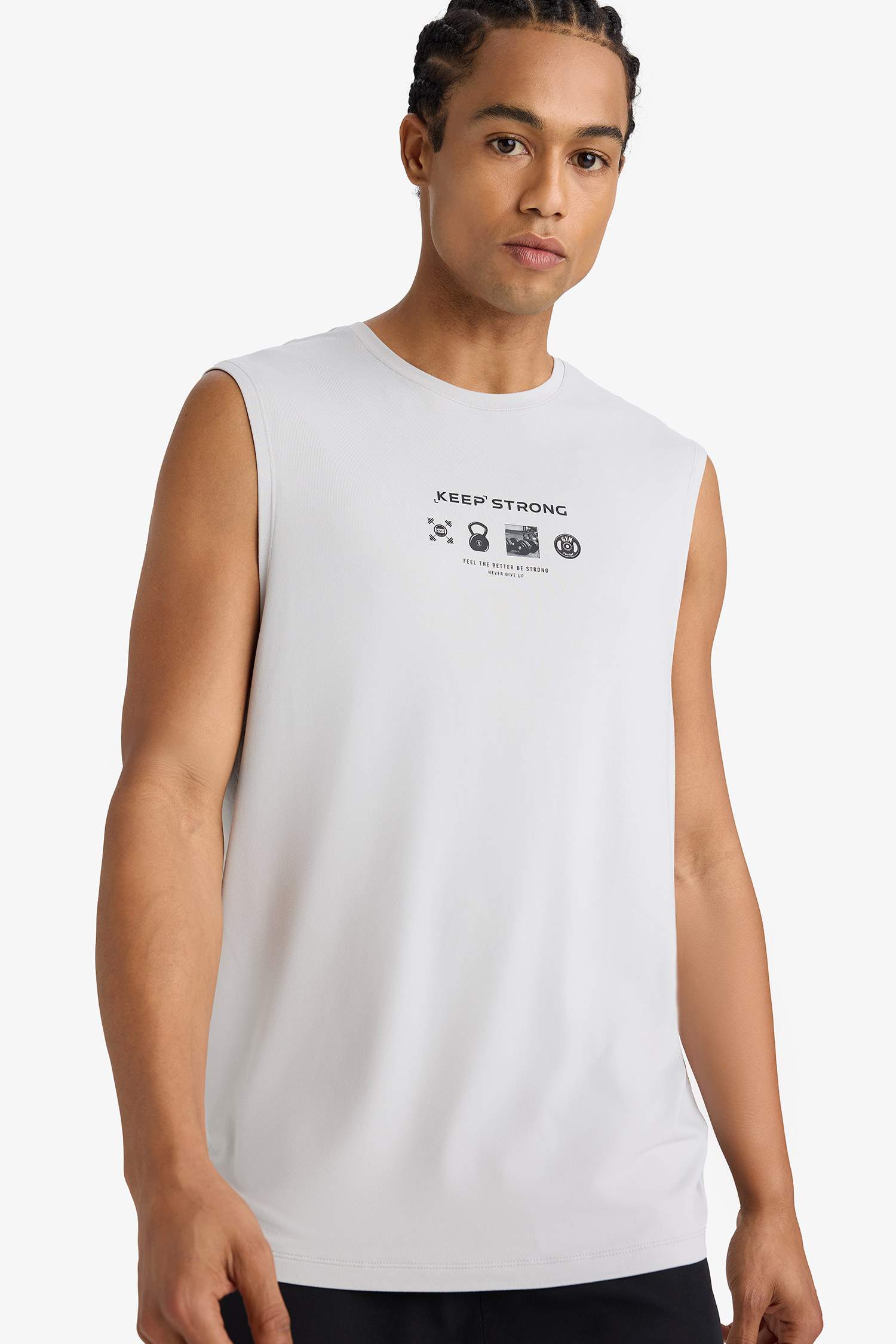 Boxy Fit Printed Crew Neck Sleeveless Tank Top