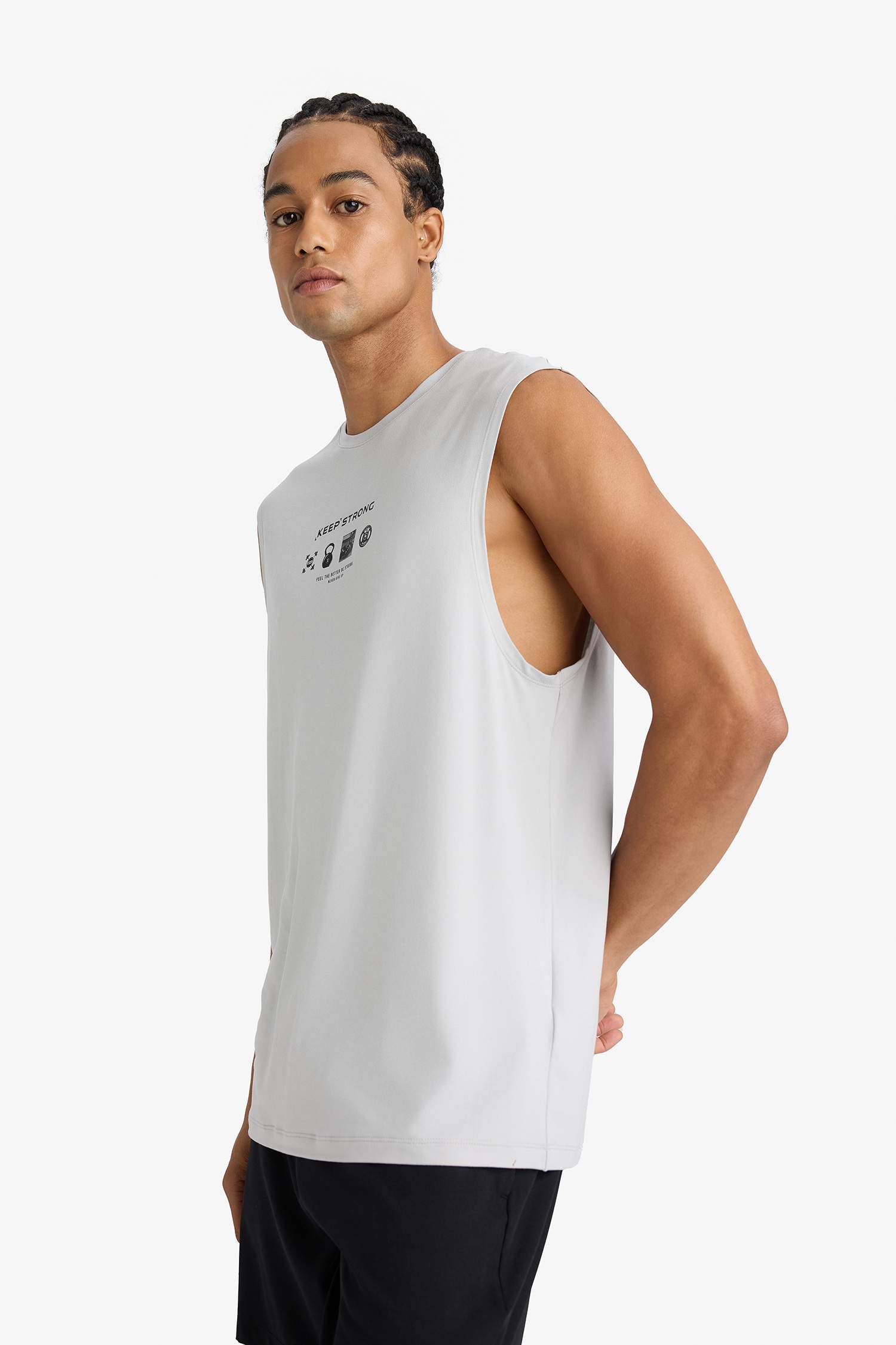 Boxy Fit Printed Crew Neck Sleeveless Tank Top