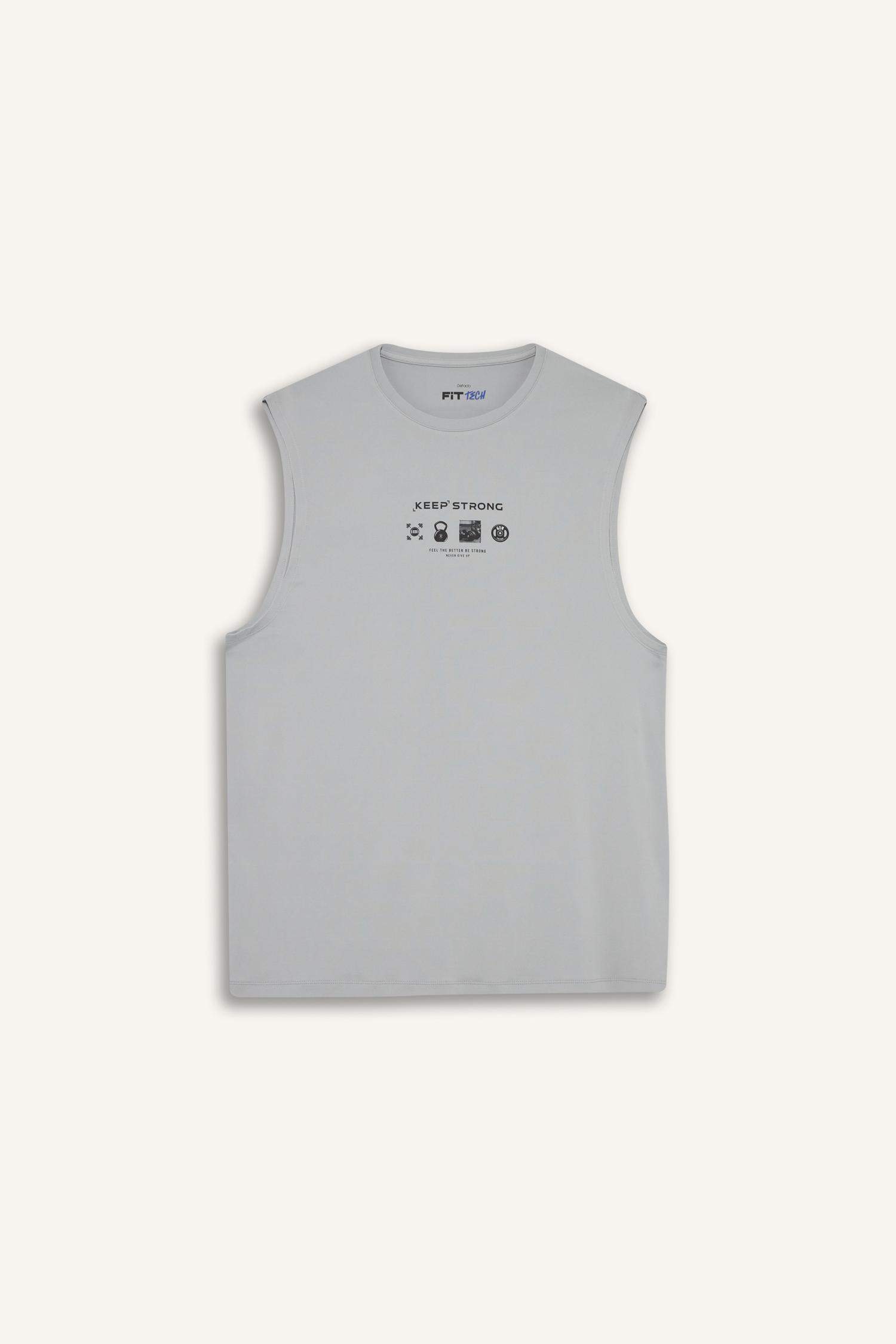 Boxy Fit Printed Crew Neck Sleeveless Tank Top