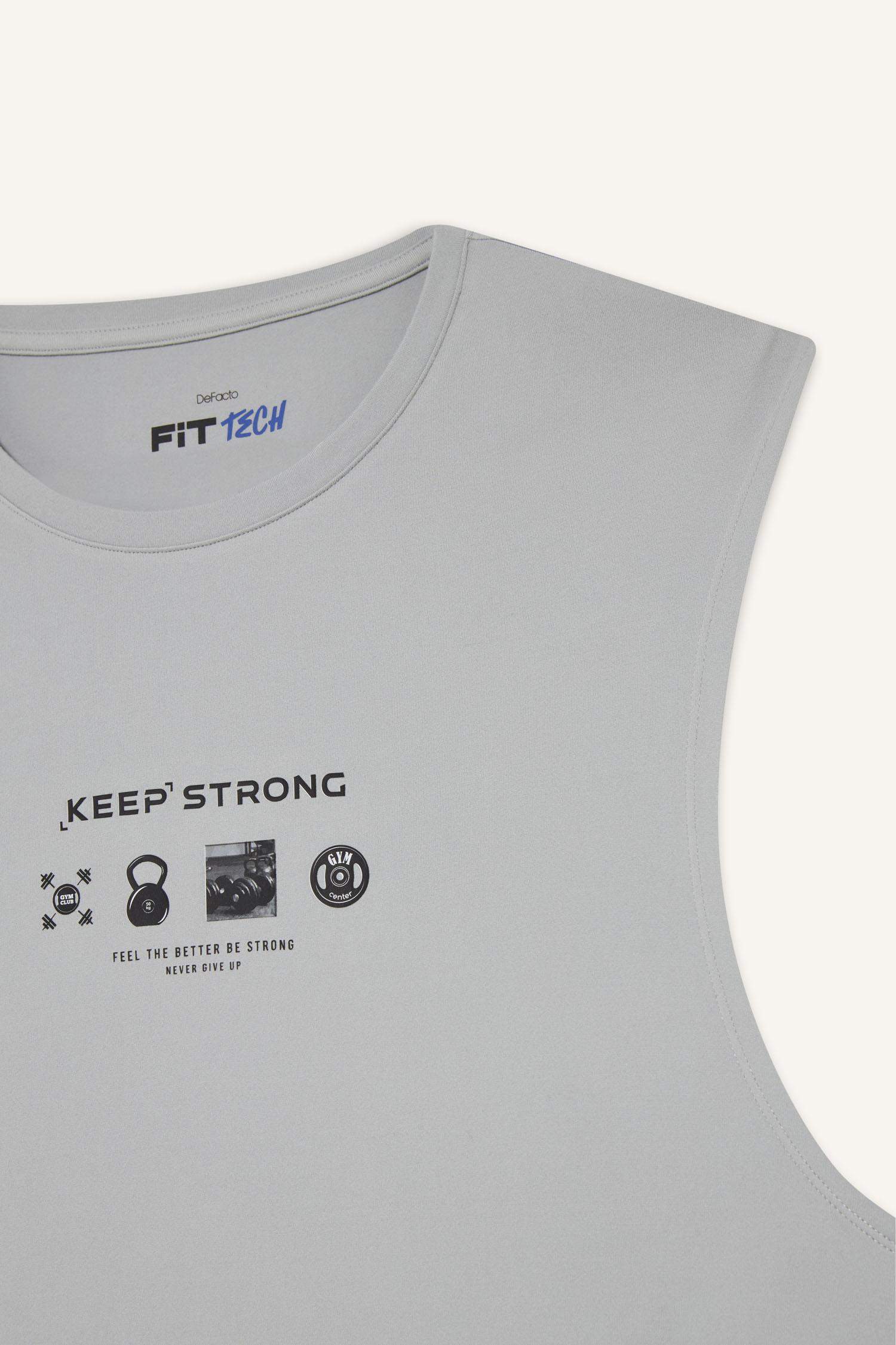 Boxy Fit Printed Crew Neck Sleeveless Tank Top