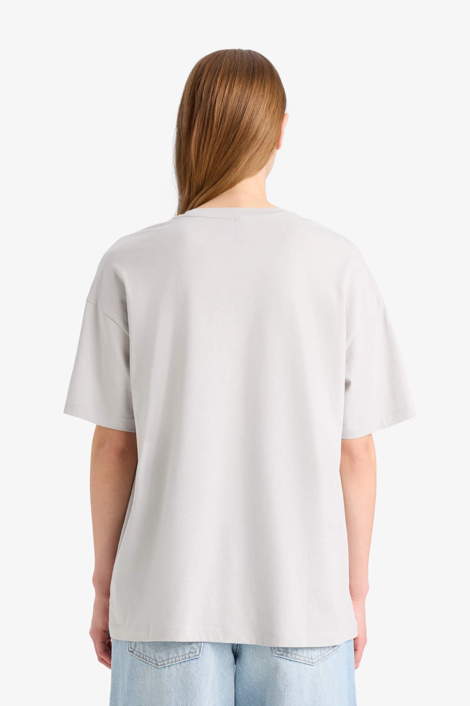 Oversize Fit Crew Neck Printed Cotton T-Shirt