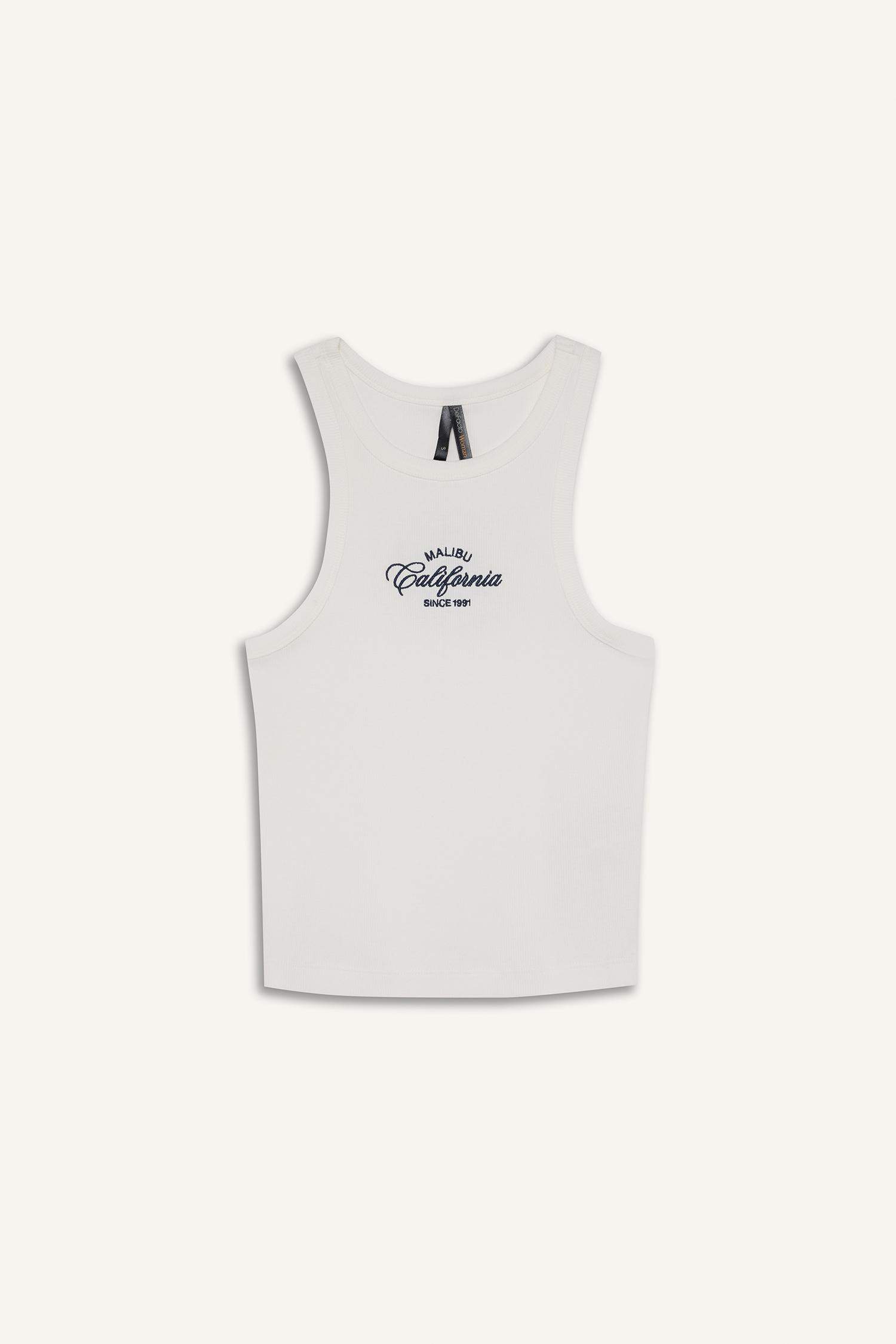 Облегающий топ из ребристой ткани на одно плечо с принтом