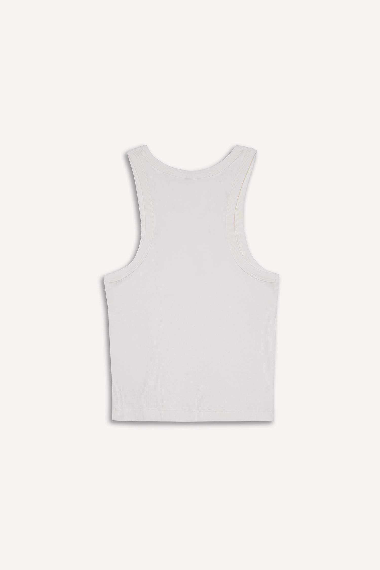 Облегающий топ из ребристой ткани на одно плечо с принтом