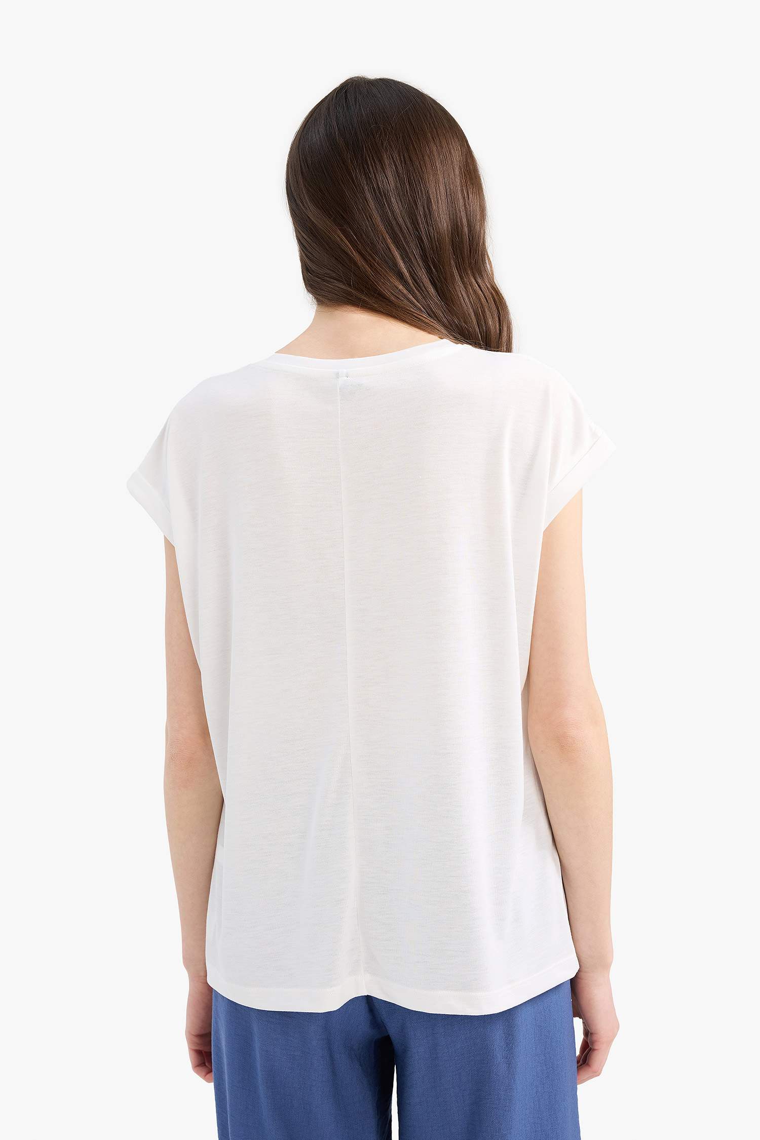 Bisiklet Yaka Basic Düz Kısa Kollu Tişört