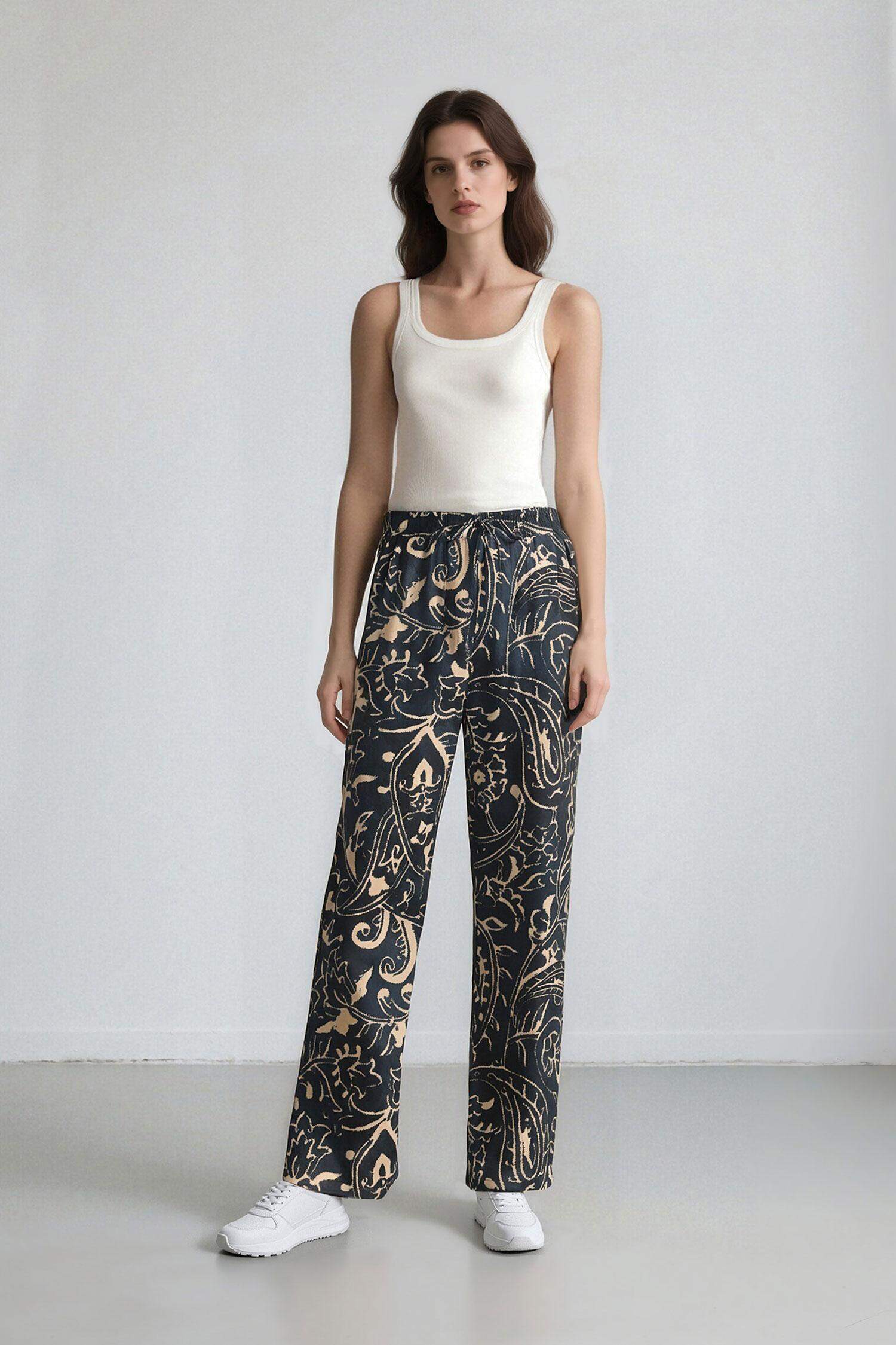 بنطرون قماش برجل واسع وايد ليج