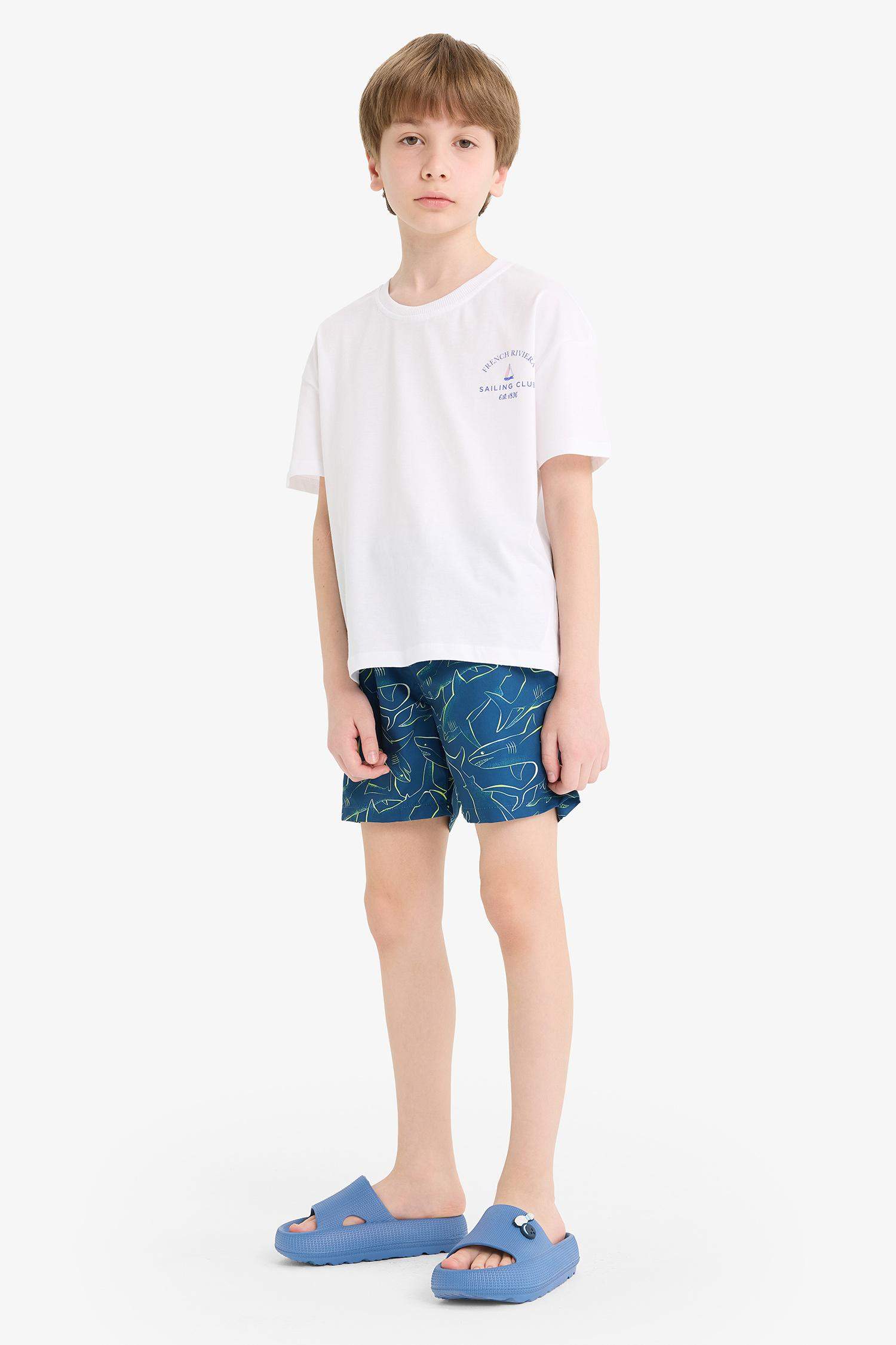 شورت بحر اولادي بطبعة سمك