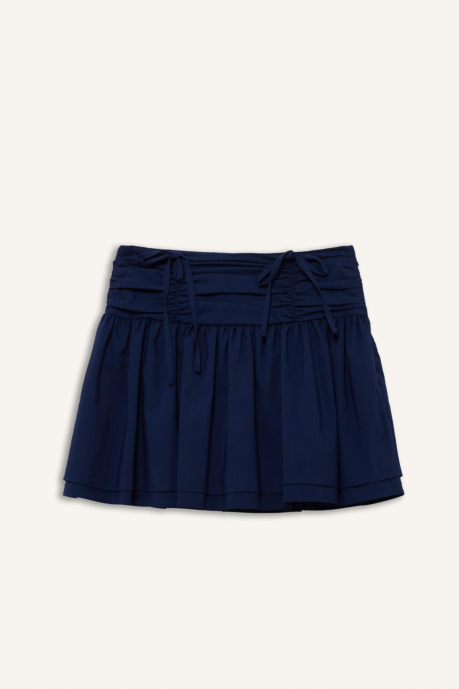 Normal Waist Cotton Lined Poplin Mini Skirt