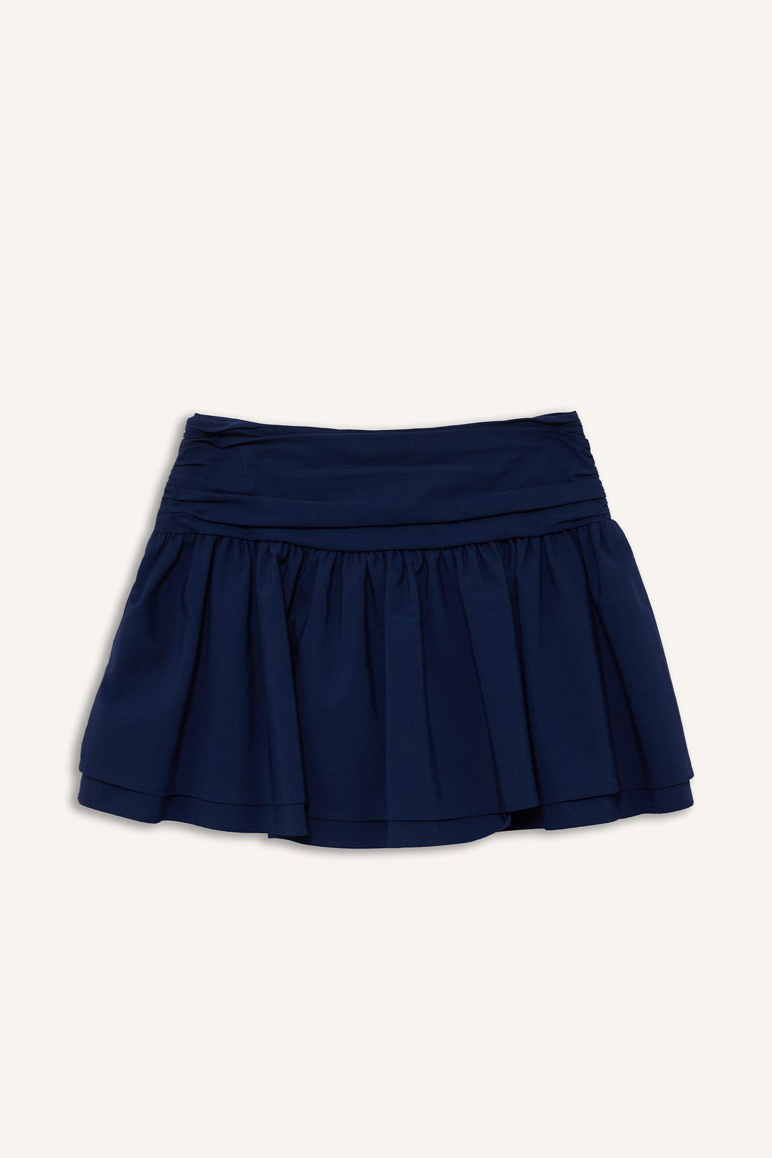 Normal Waist Cotton Lined Poplin Mini Skirt