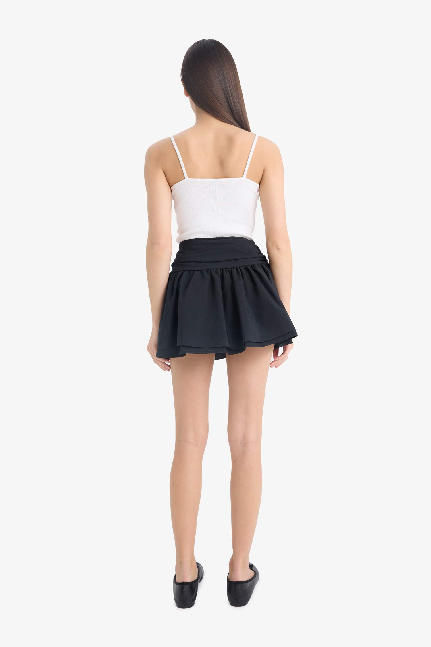 Мини-юбка-поплин с эластичным поясом