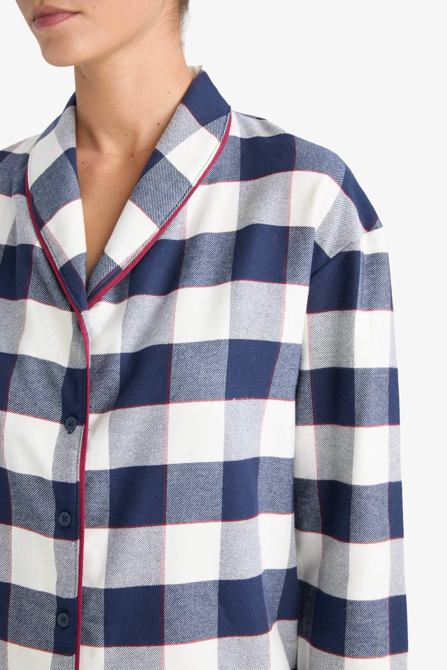 Pijama Takımı Regular Fit Kareli Uzun Kollu Üst Uzun Alt-Fall in Love