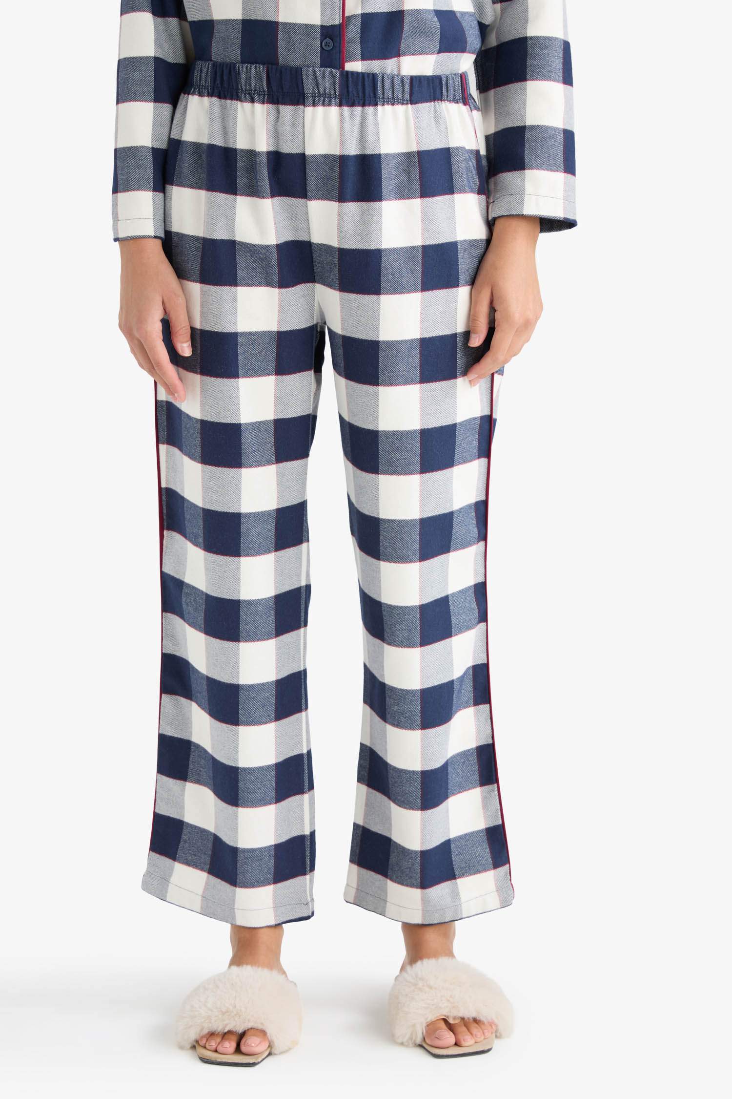 Pijama Takımı Regular Fit Kareli Uzun Kollu Üst Uzun Alt-Fall in Love