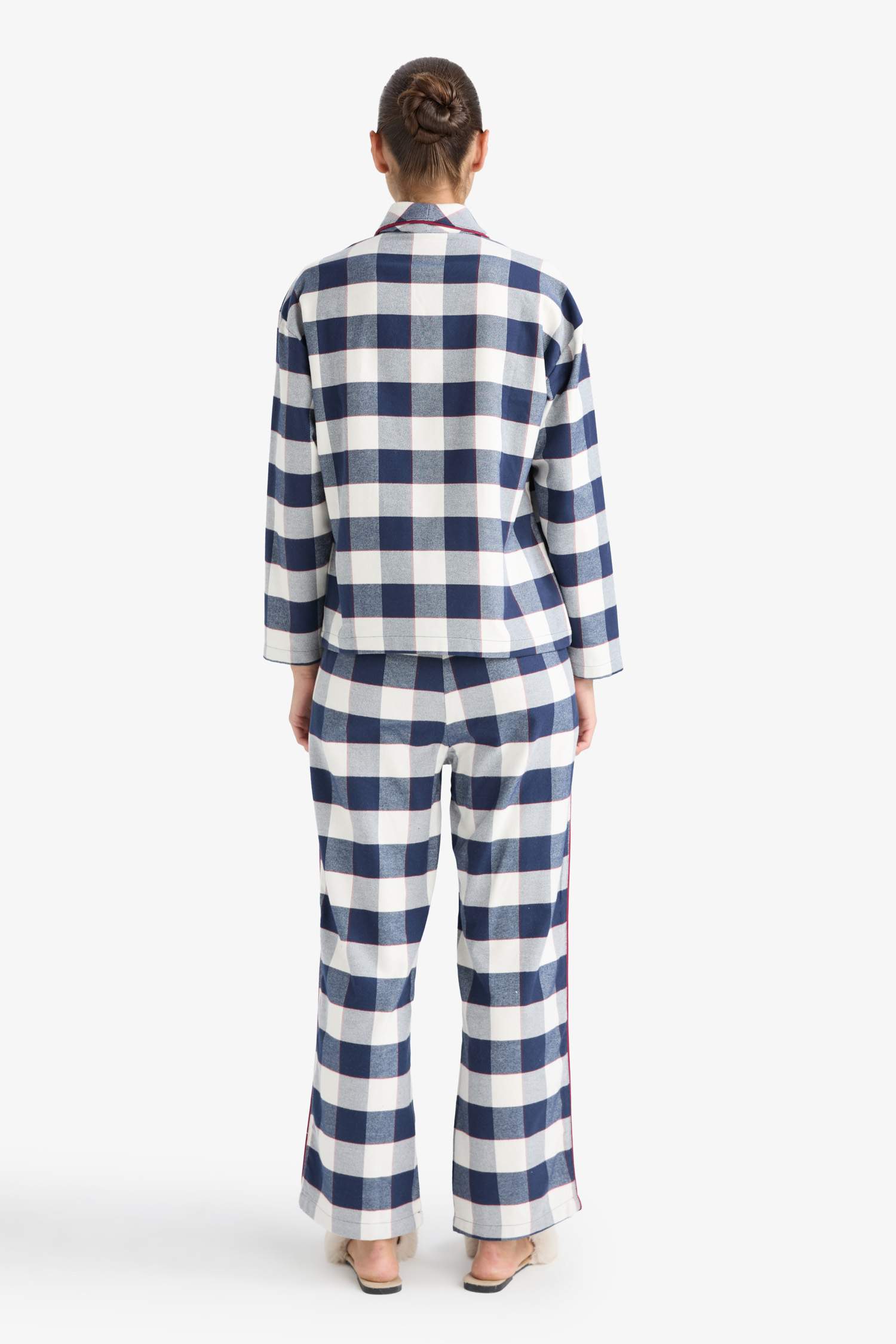 Pijama Takımı Regular Fit Kareli Uzun Kollu Üst Uzun Alt-Fall in Love