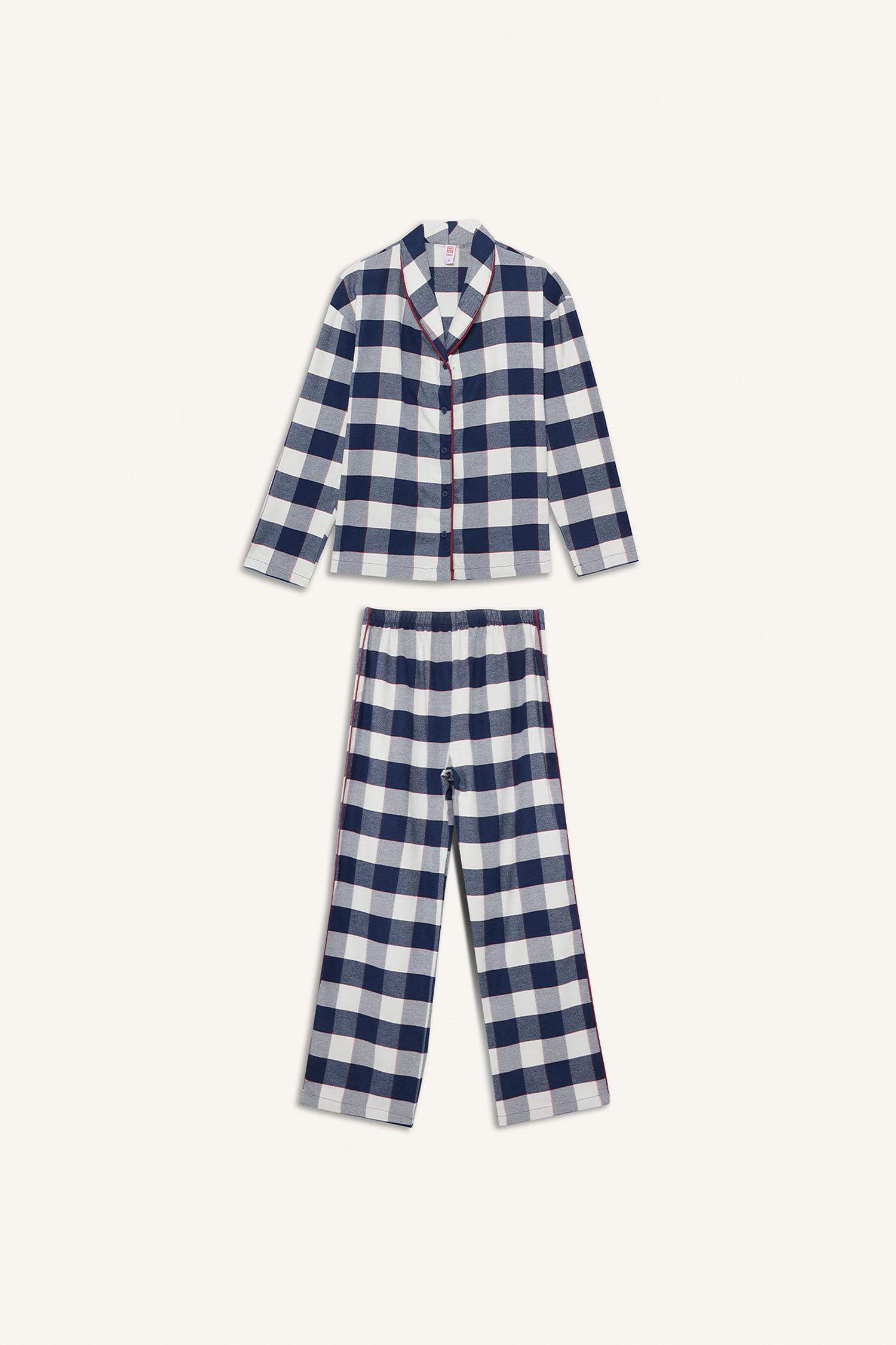 Pijama Takımı Regular Fit Kareli Uzun Kollu Üst Uzun Alt-Fall in Love